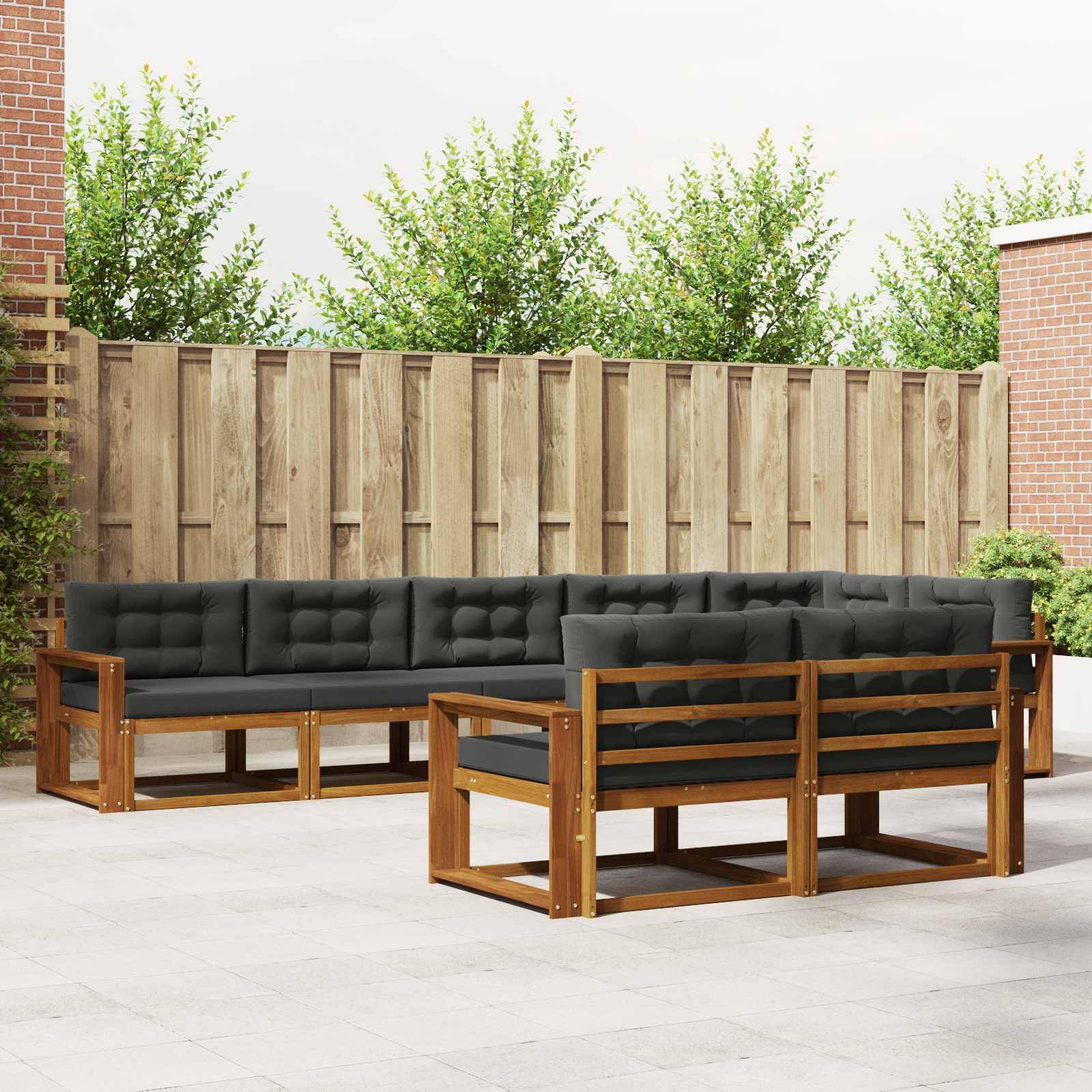 vidaXL Outdoor-Sofagarnitur mit Kissen 8 pcs Natur und Anthrazit