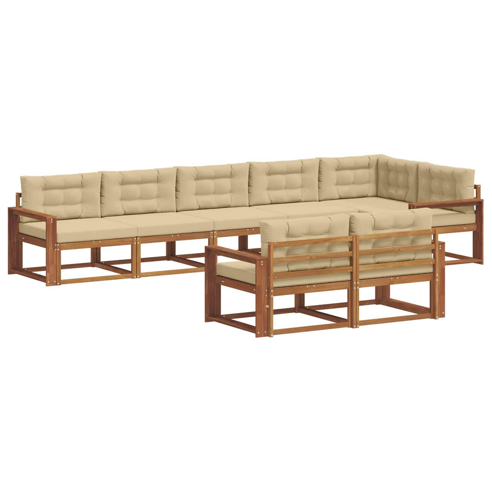 vidaXL Outdoor-Sofagarnitur mit Kissen 8 pcs Natur und Beige