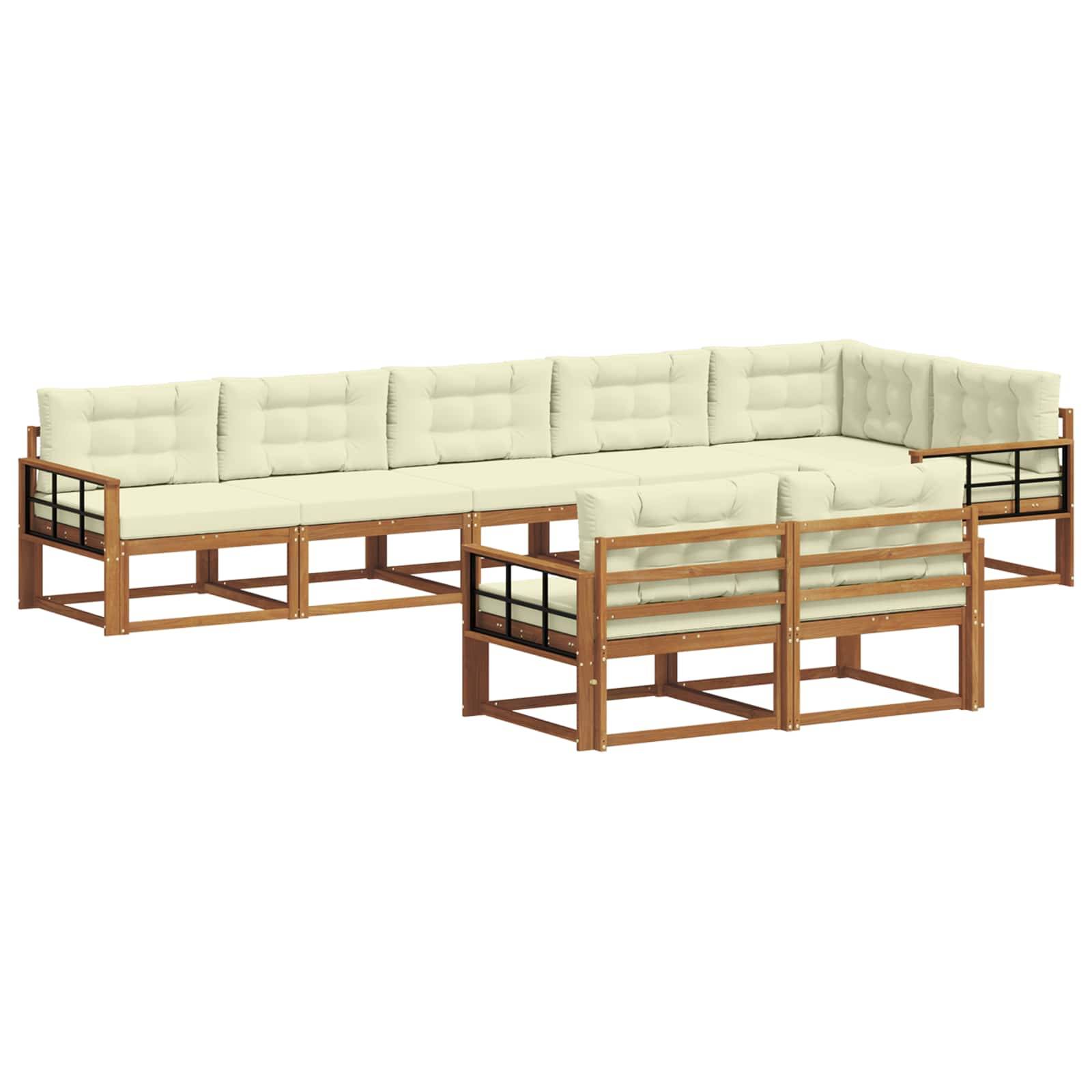 vidaXL Outdoor-Sofagarnitur mit Kissen 8 pcs Natur und Creme