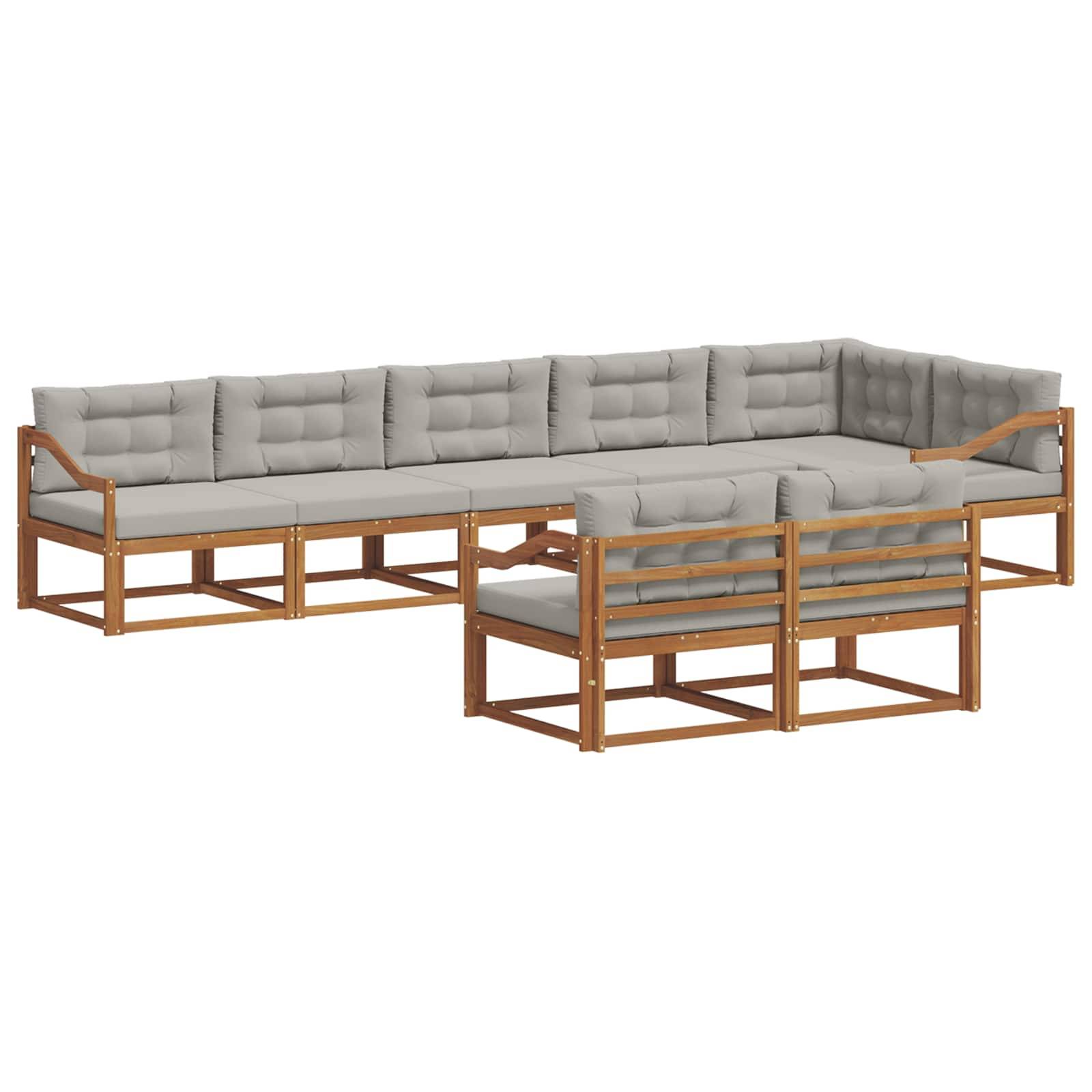 vidaXL Outdoor-Sofagarnitur mit Kissen 8 pcs Natürlich und Hellgrau