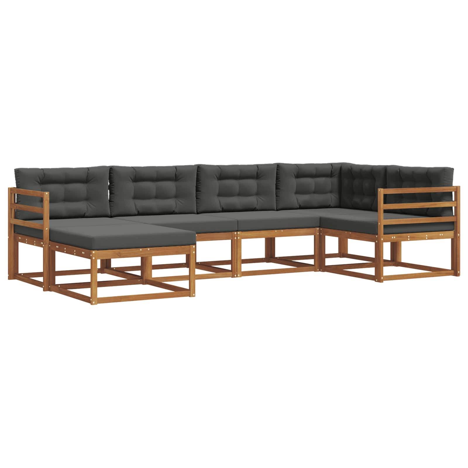 vidaXL Outdoor-Sofagarnitur mit Kissen 6 pcs Natur und Anthrazit