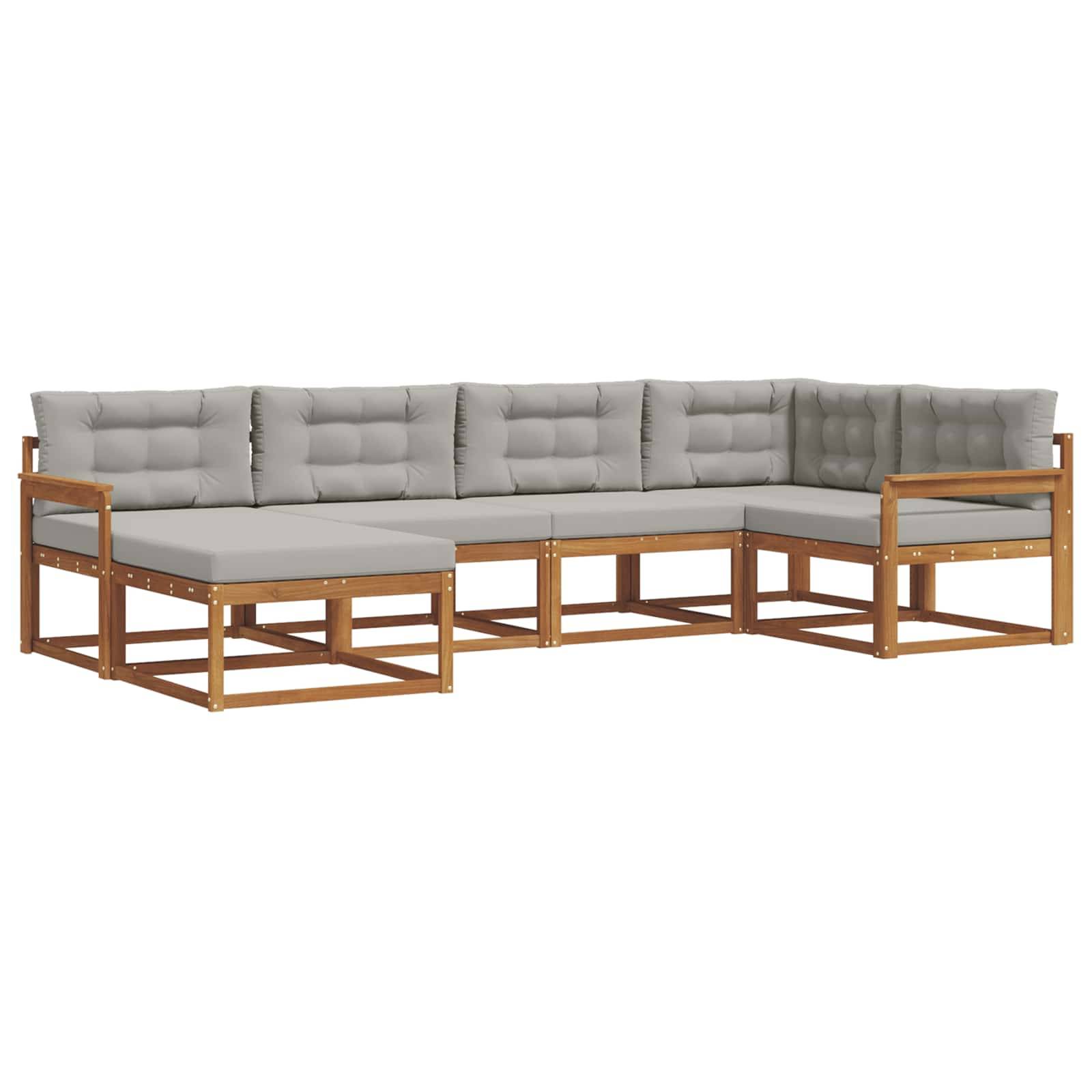 vidaXL Outdoor-Sofagarnitur mit Kissen 6 pcs Natürlich und Hellgrau