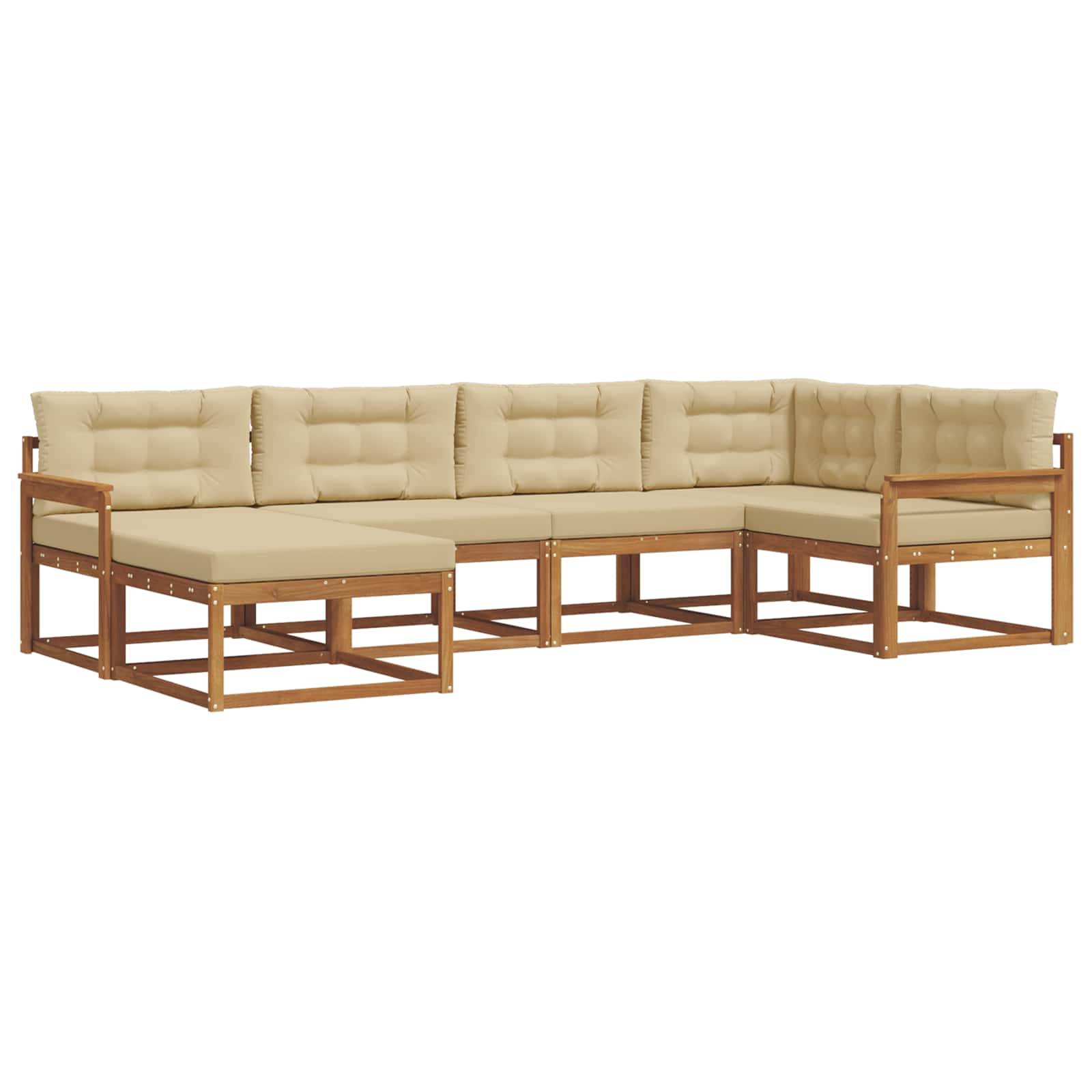 vidaXL Outdoor-Sofagarnitur mit Kissen 6 pcs Natur und Beige