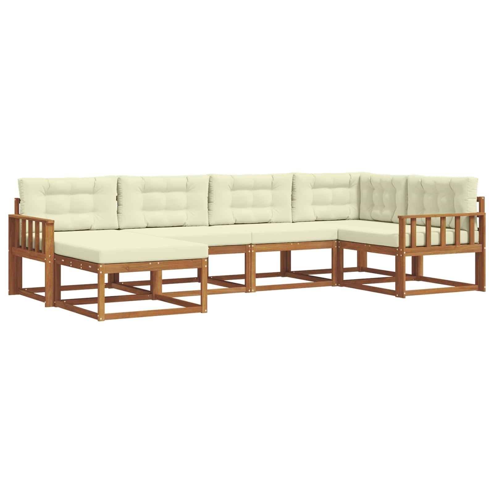 vidaXL Outdoor-Sofagarnitur mit Kissen 6 pcs Natur und Creme