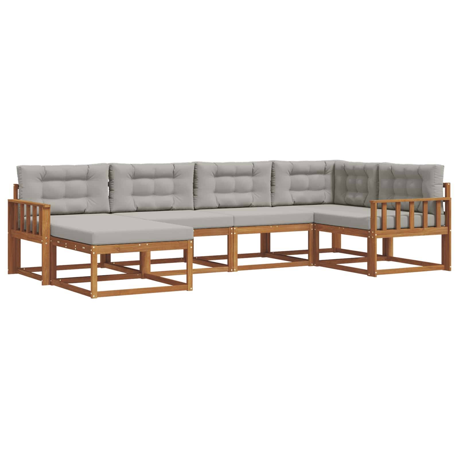 vidaXL Outdoor-Sofagarnitur mit Kissen 6 pcs Natürlich und Hellgrau