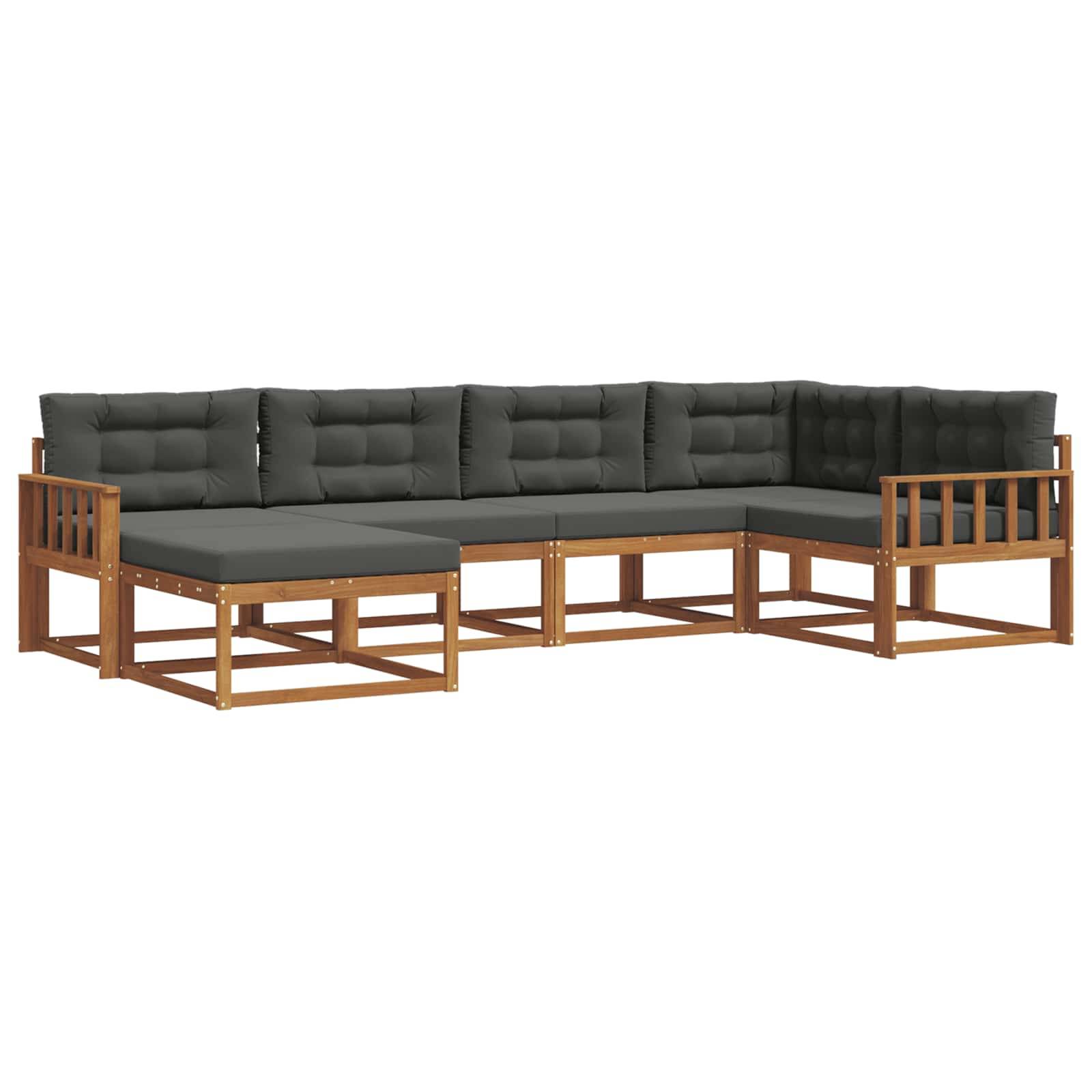 vidaXL Outdoor-Sofagarnitur mit Kissen 6 pcs Natur und Anthrazit