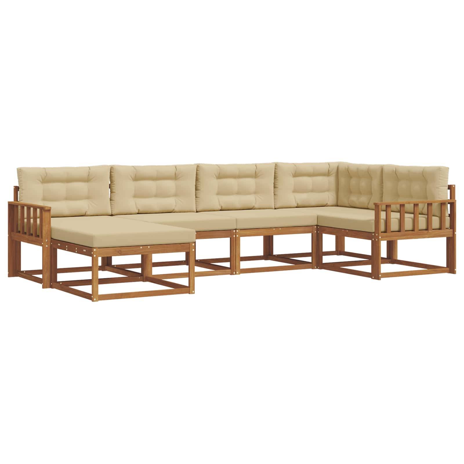vidaXL Outdoor-Sofagarnitur mit Kissen 6 pcs Natur und Beige