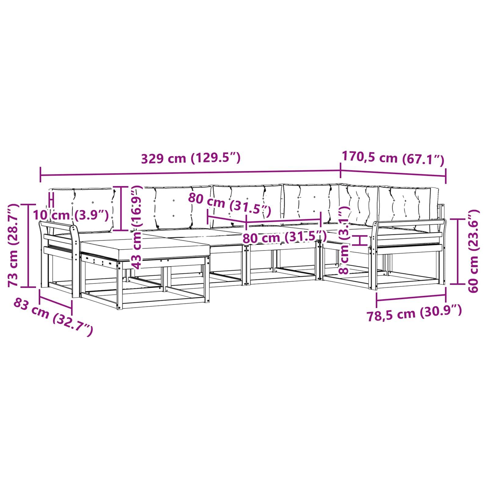vidaXL Outdoor-Sofagarnitur mit Kissen 5 pcs Weiß und Beige Polyester