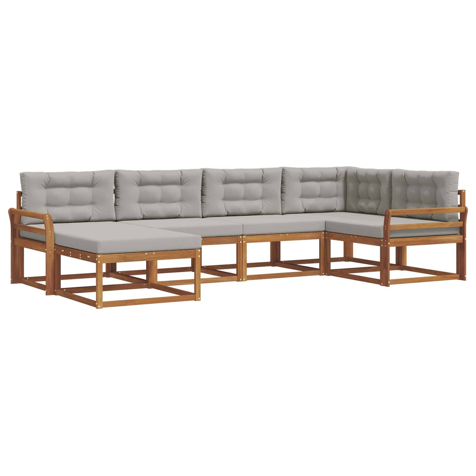 vidaXL Outdoor-Sofagarnitur mit Kissen 6 pcs Natürlich und Hellgrau