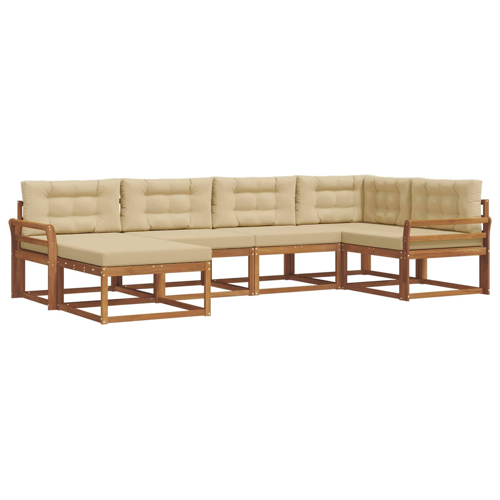 vidaXL Outdoor-Sofagarnitur mit Kissen 6 pcs Natur und Beige