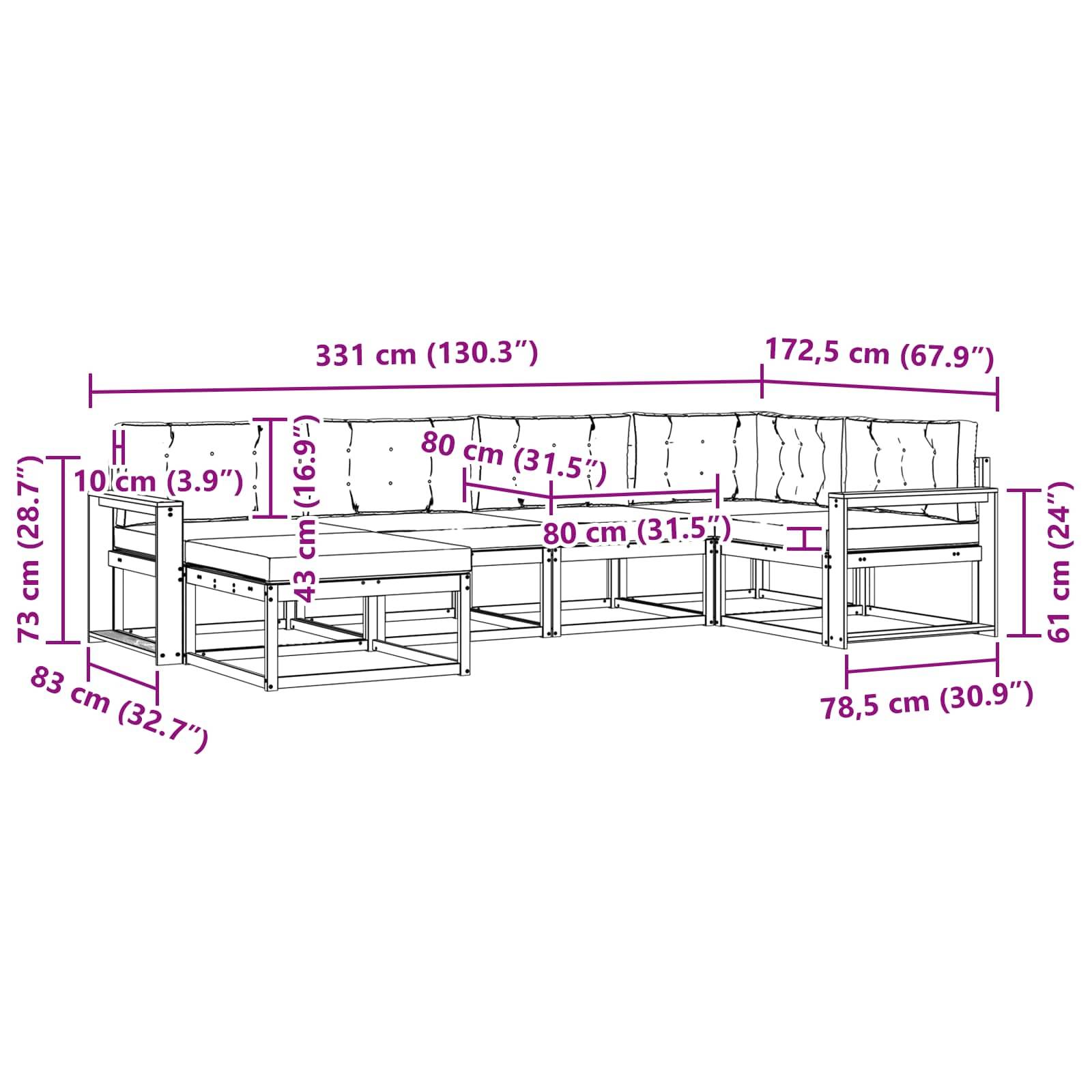 vidaXL Outdoor-Sofagarnitur mit Kissen 5 pcs Weiß und Creme Polyester