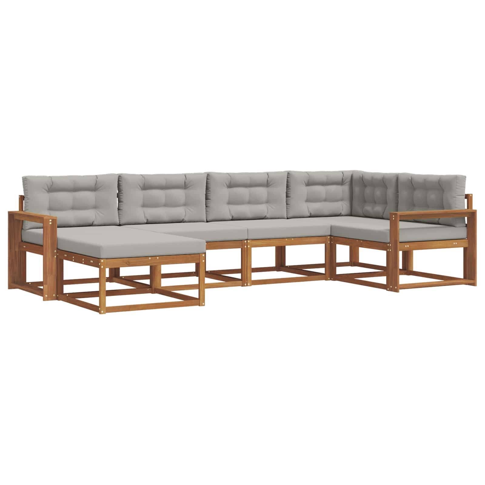 vidaXL Outdoor-Sofagarnitur mit Kissen 6 pcs Natürlich und Hellgrau