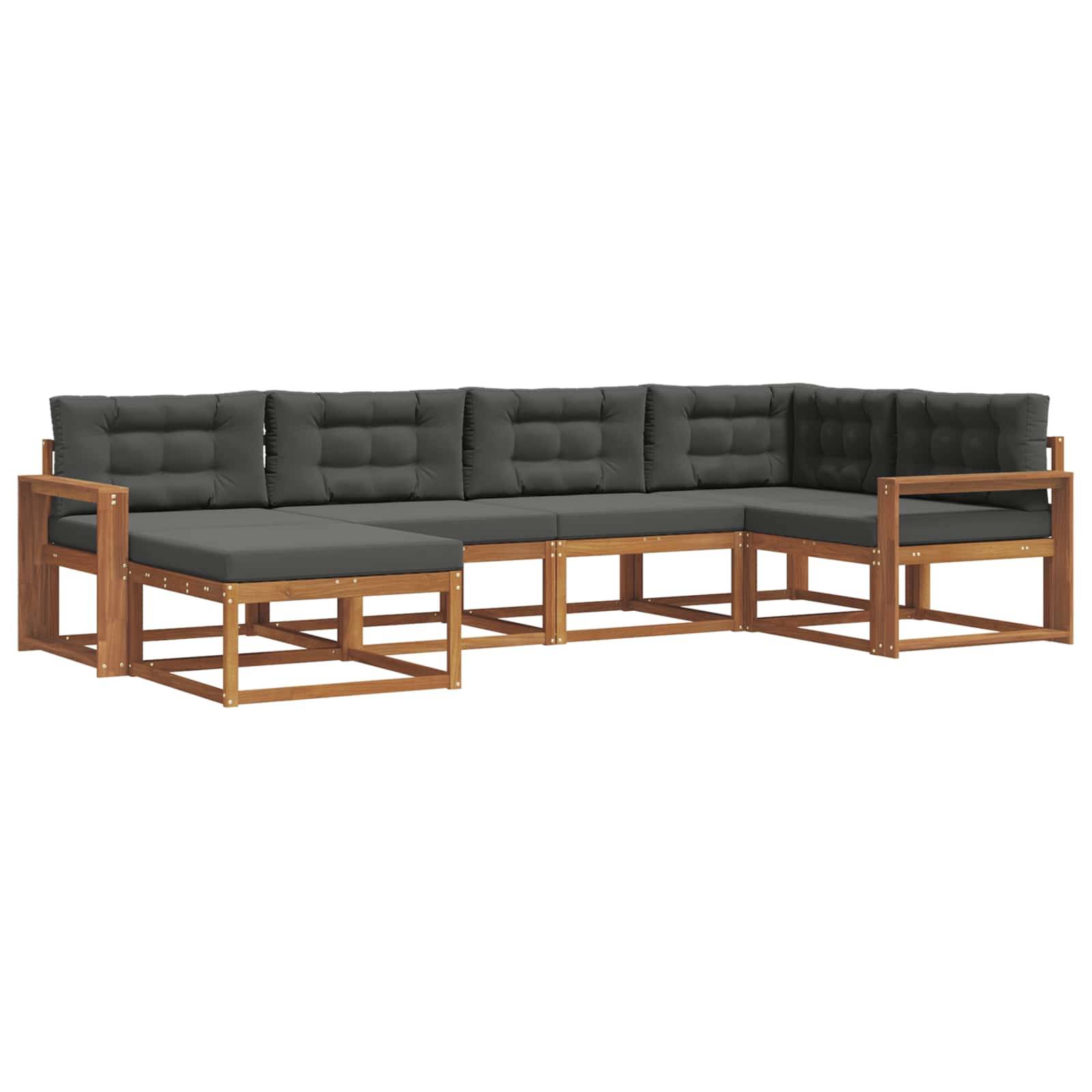vidaXL Outdoor-Sofagarnitur mit Kissen 6 pcs Natur und Anthrazit
