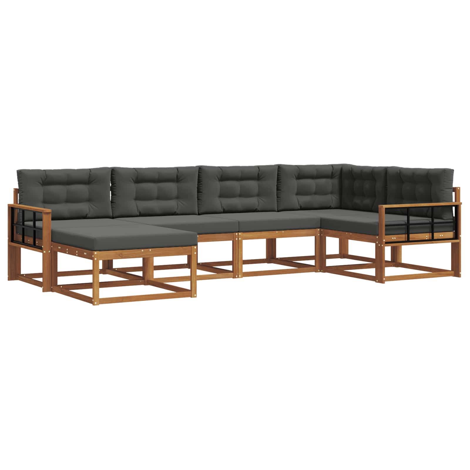 vidaXL Outdoor-Sofagarnitur mit Kissen 6 pcs Natur und Anthrazit