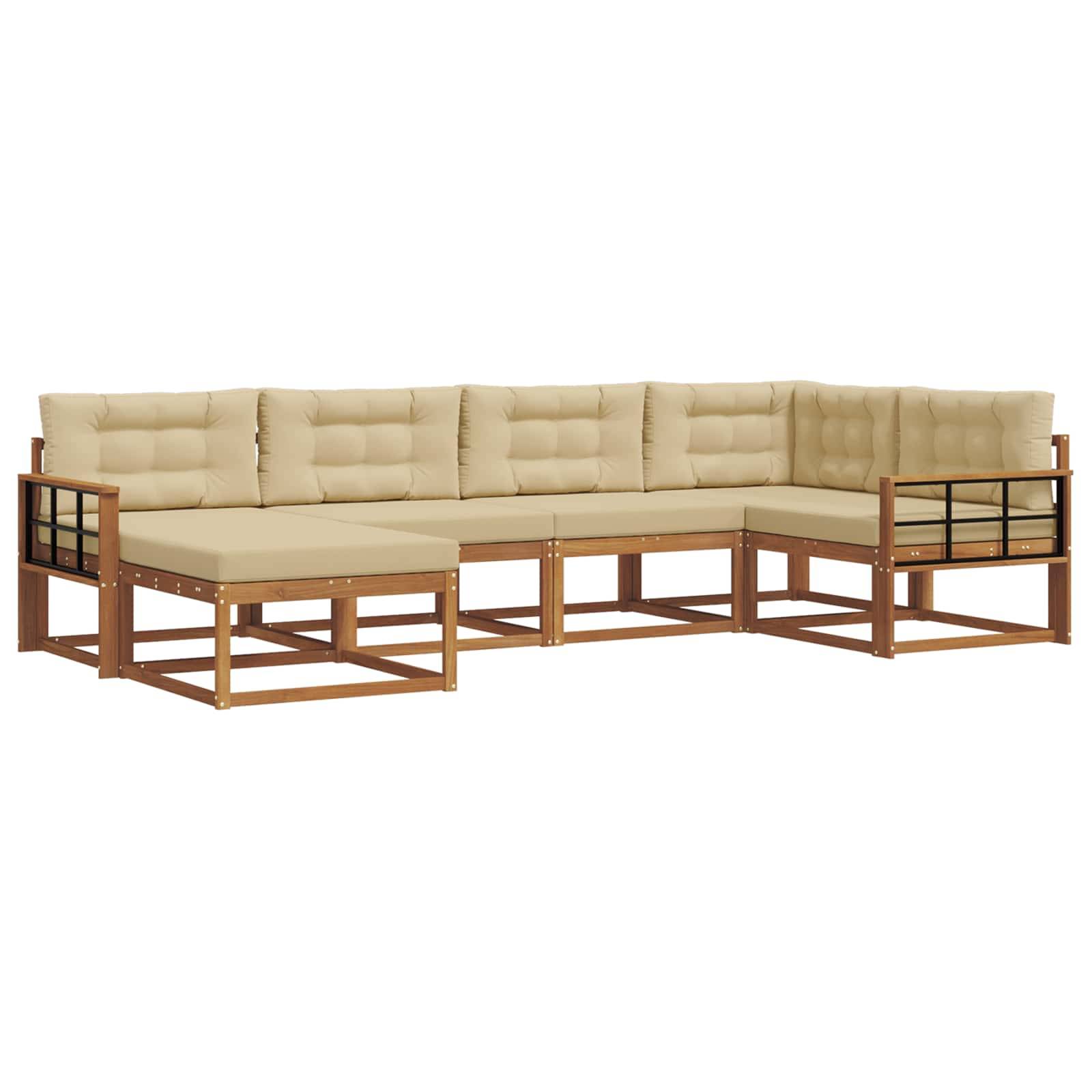 vidaXL Outdoor-Sofagarnitur mit Kissen 6 pcs Natur und Beige