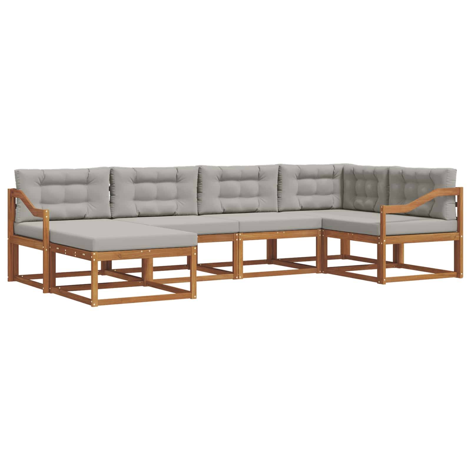 vidaXL Outdoor-Sofagarnitur mit Kissen 6 pcs Natürlich und Hellgrau