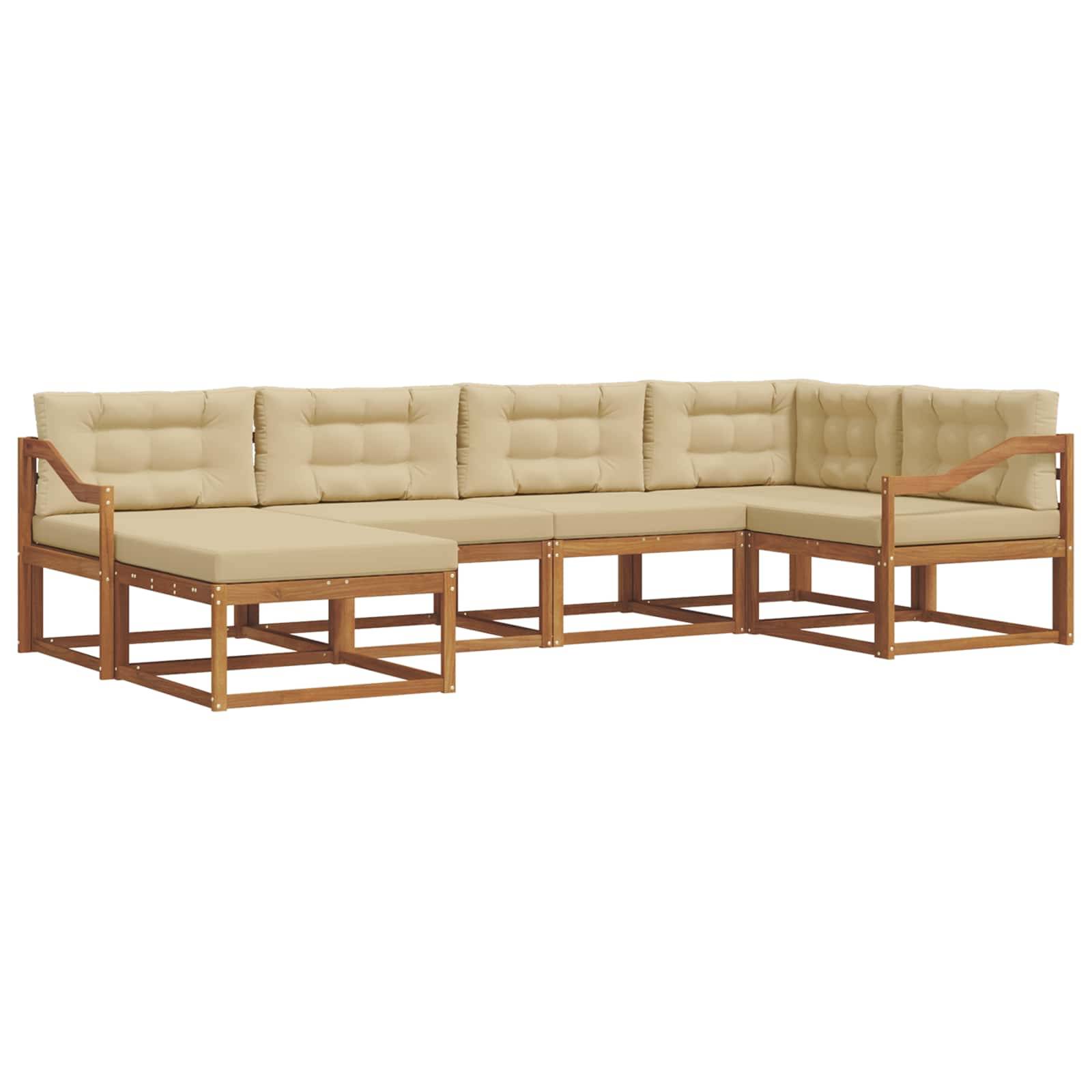 vidaXL Outdoor-Sofagarnitur mit Kissen 6 pcs Natur und Beige
