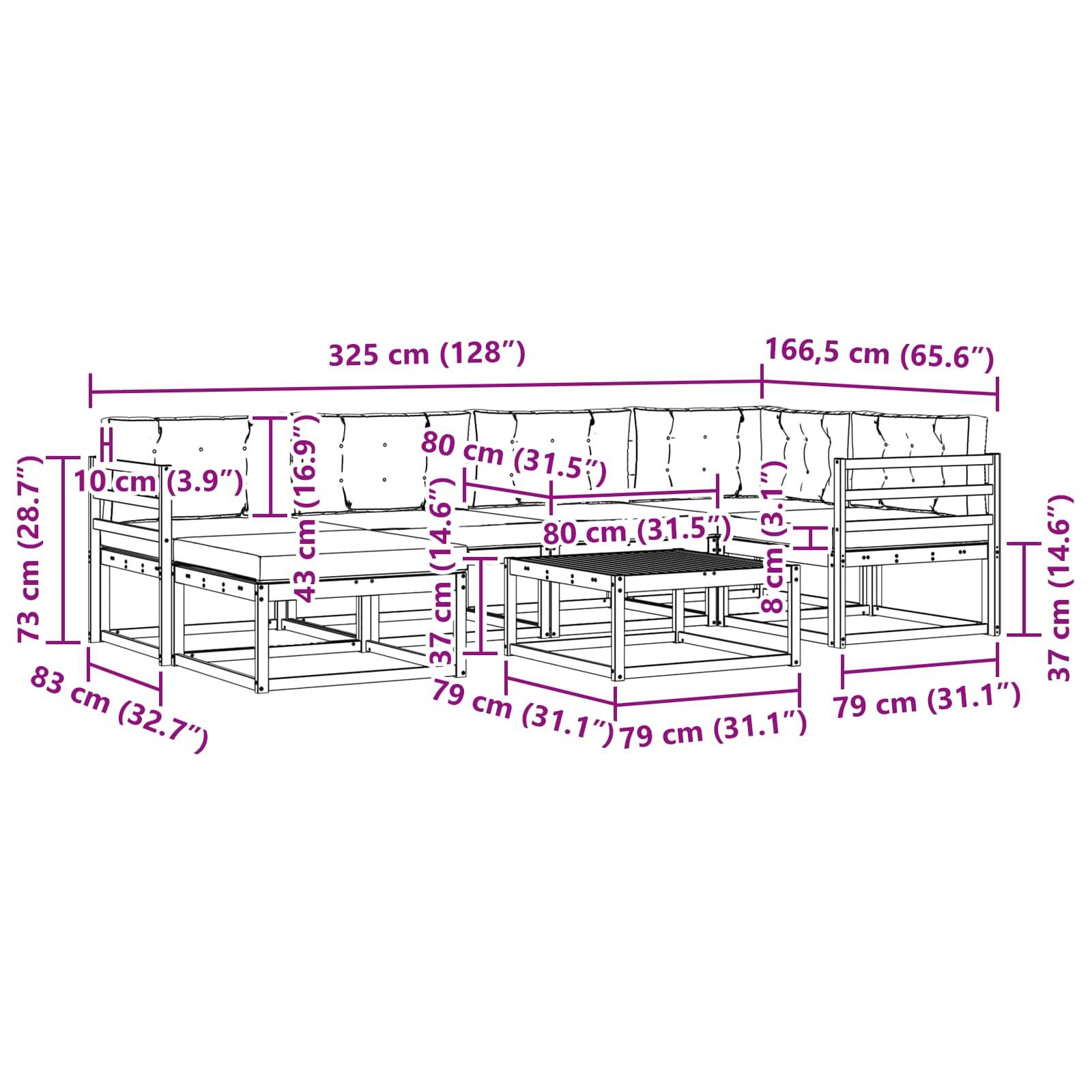 vidaXL Outdoor-Sofagarnitur 7 pcs Weiß und Anthrazit