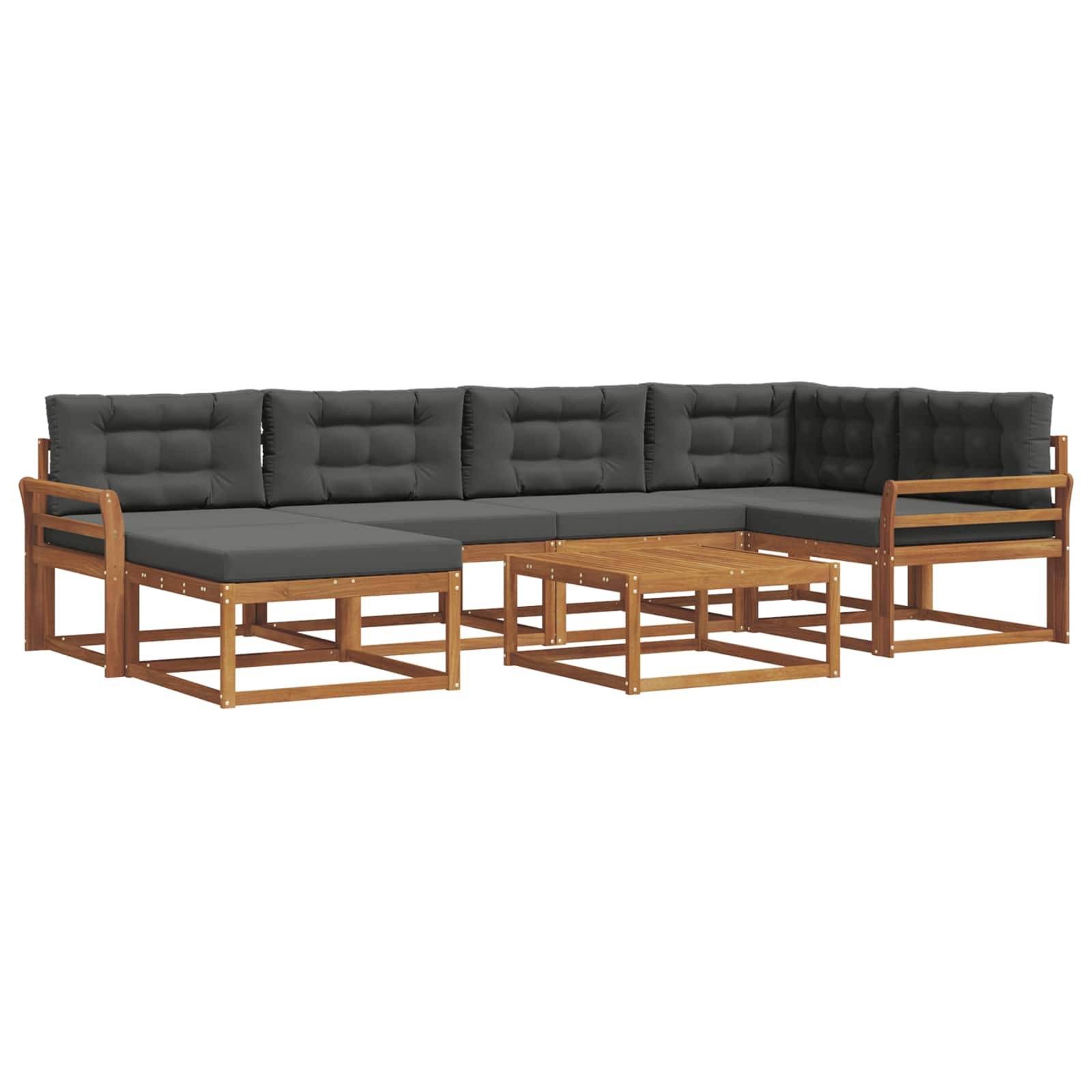 vidaXL Outdoor-Sofagarnitur mit Kissen 7 pcs Natur und Anthrazit