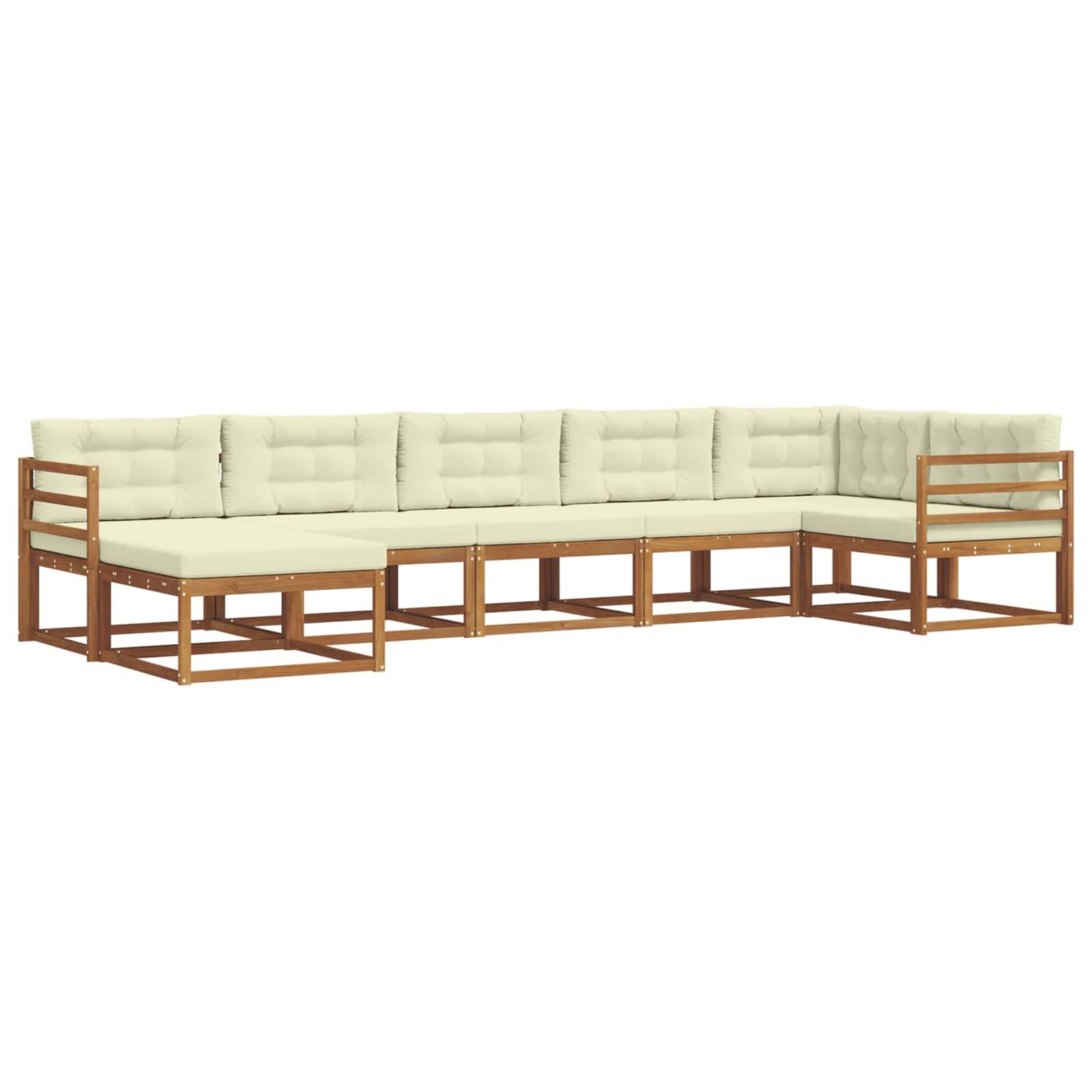 vidaXL Outdoor-Sofagarnitur mit Kissen 7 pcs Natur und Creme