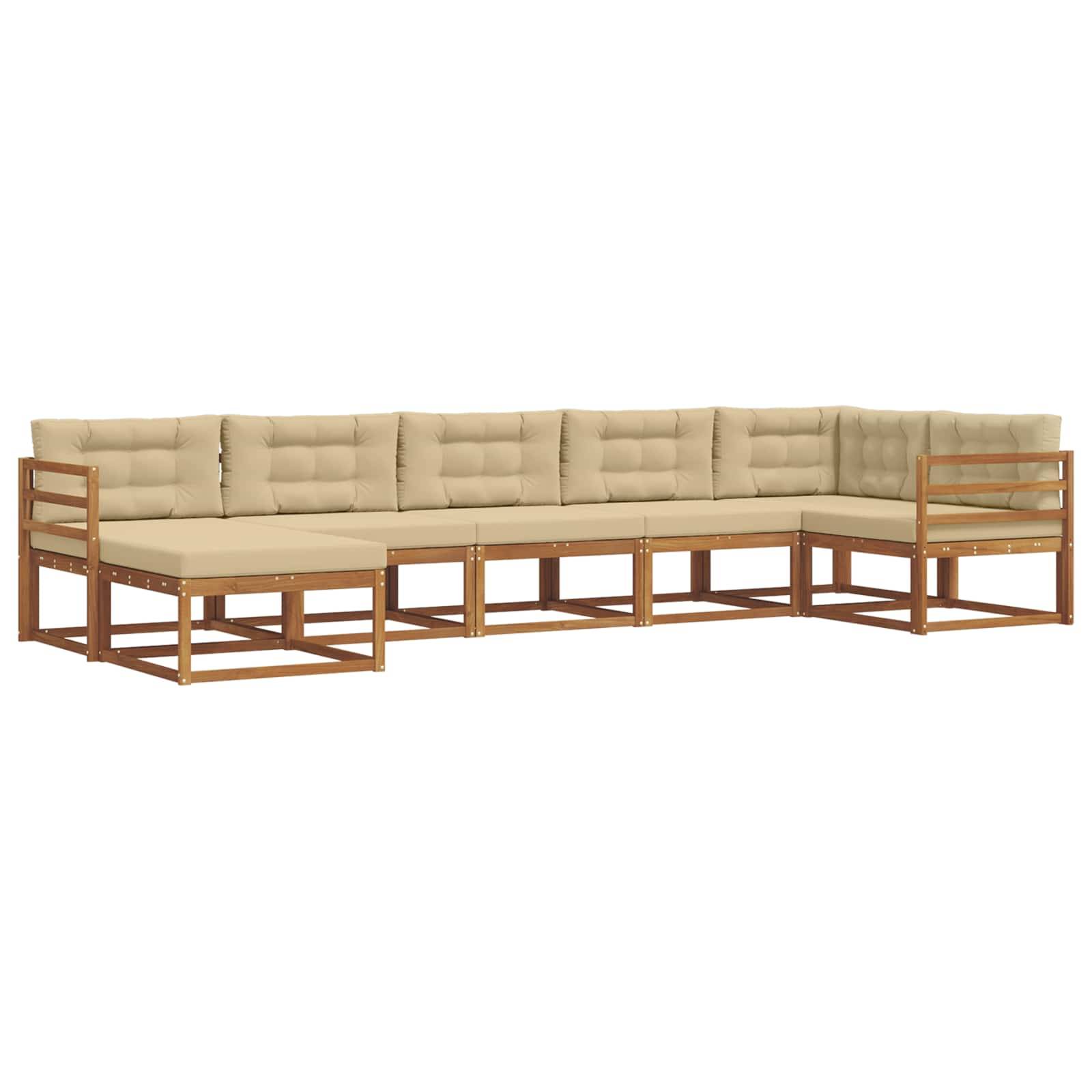 vidaXL Outdoor-Sofagarnitur mit Kissen 7 pcs Natur und Beige
