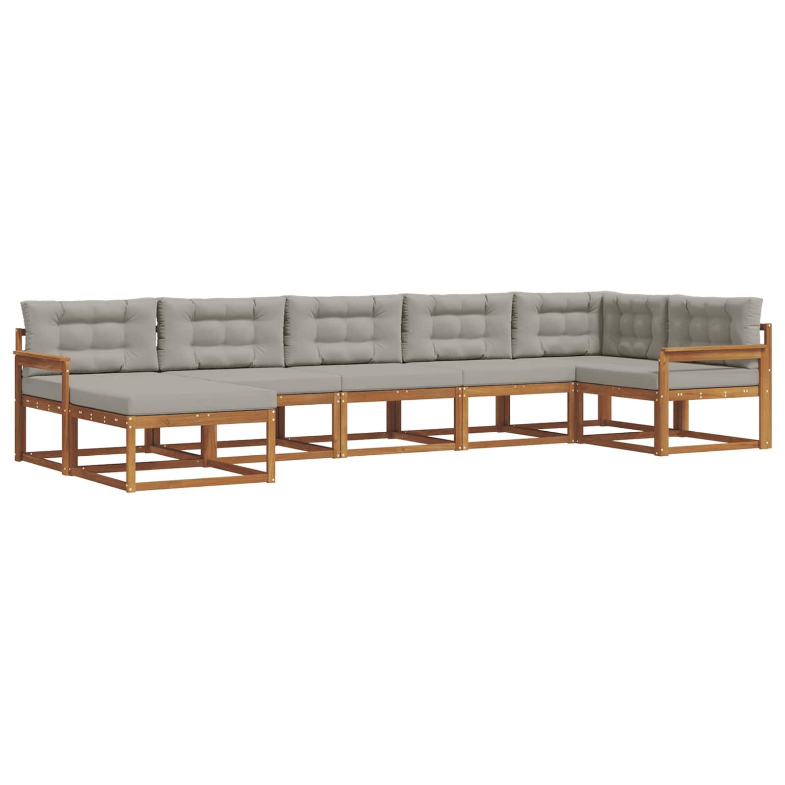 vidaXL Outdoor-Sofagarnitur mit Kissen 7 pcs Natürlich und Hellgrau