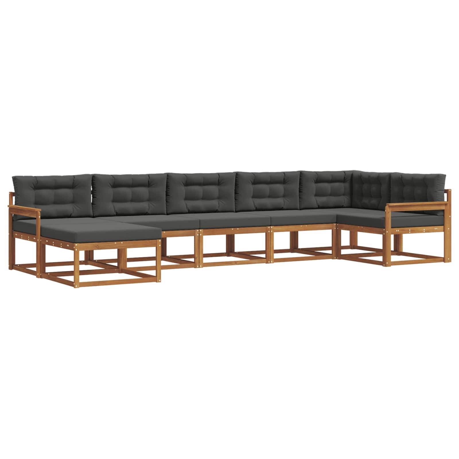 vidaXL Outdoor-Sofagarnitur mit Kissen 7 pcs Natur und Anthrazit