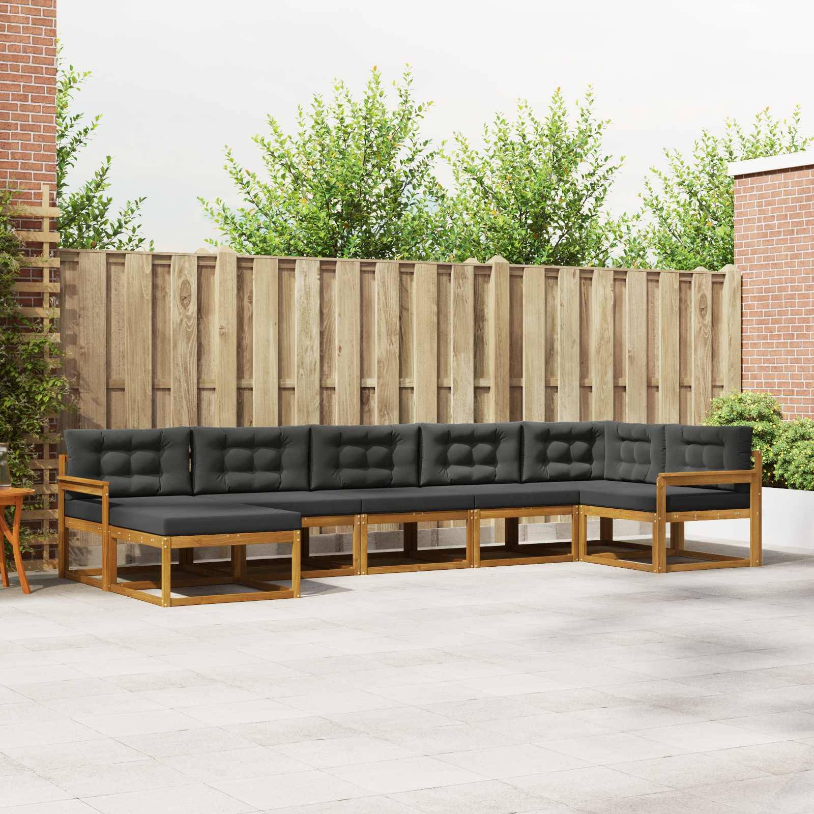 vidaXL Outdoor-Sofagarnitur mit Kissen 7 pcs Natur und Anthrazit