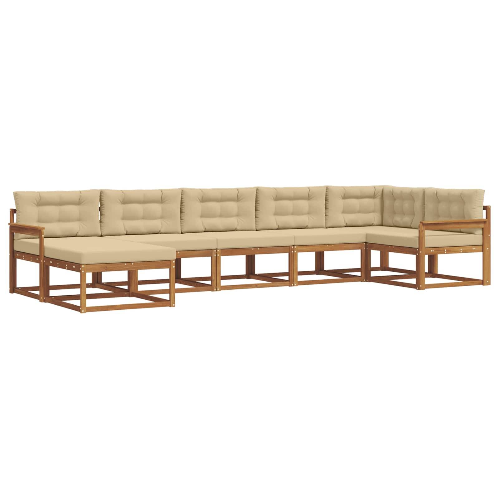 vidaXL Outdoor-Sofagarnitur mit Kissen 7 pcs Natur und Beige
