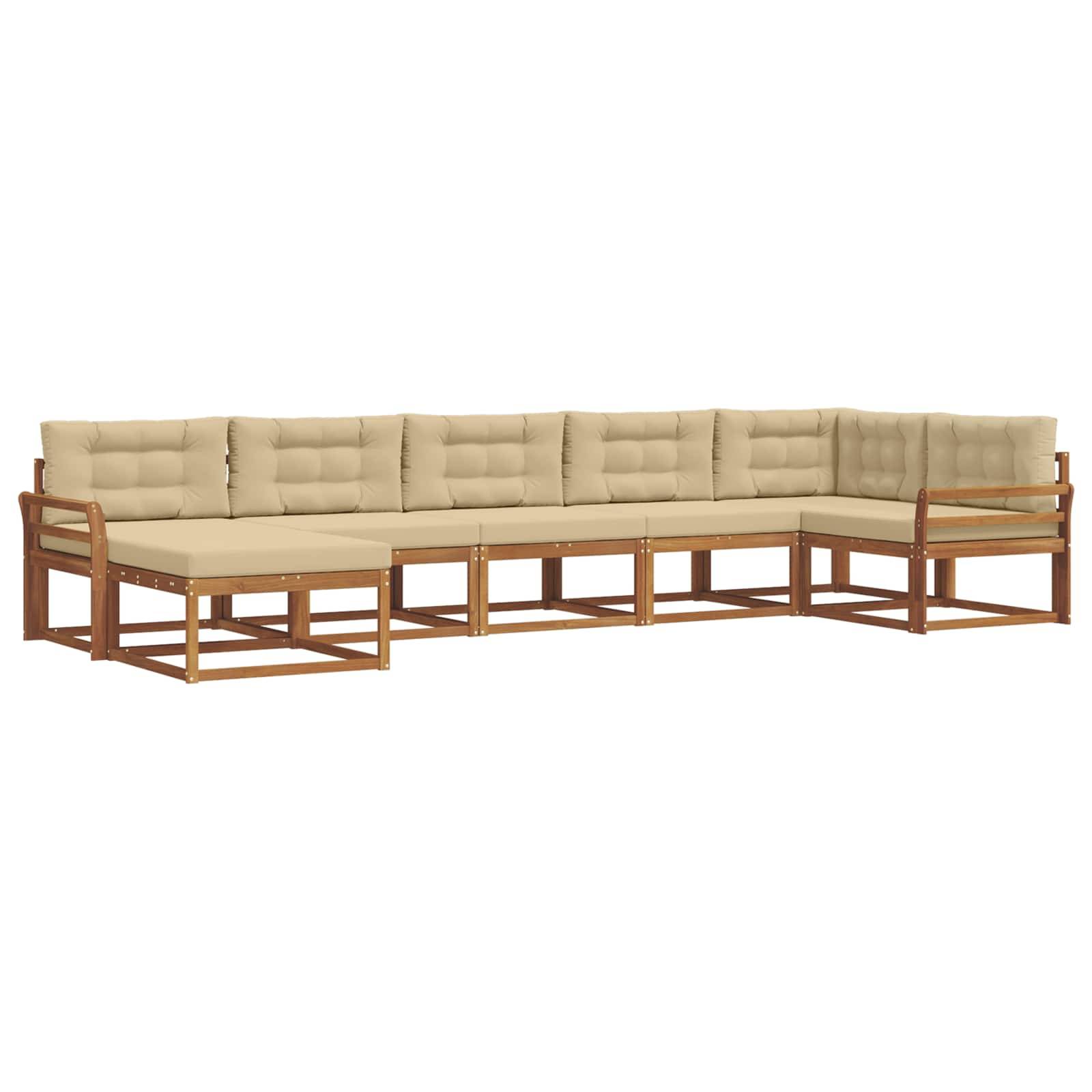 vidaXL Outdoor-Sofagarnitur mit Kissen 7 pcs Natur und Beige