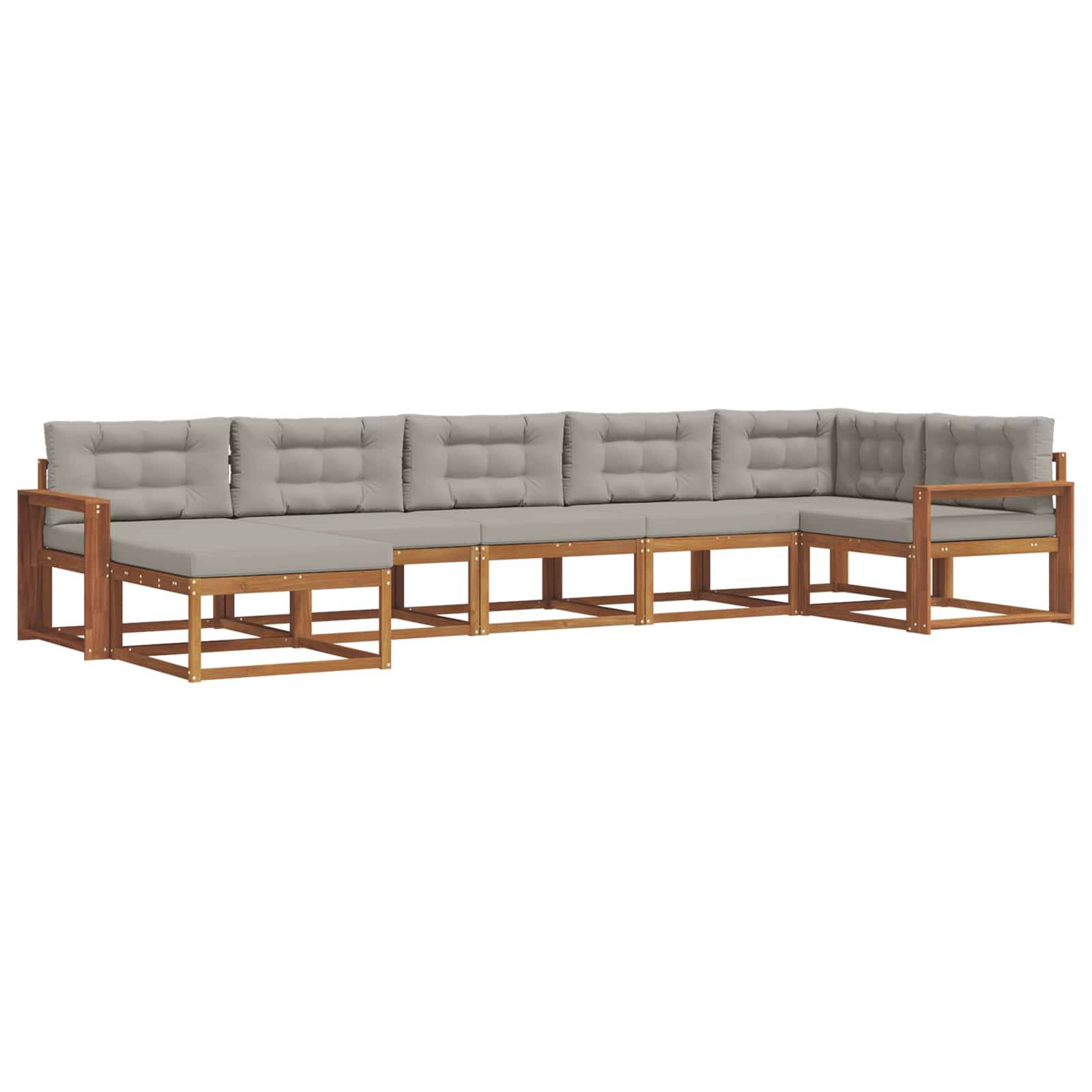 vidaXL Outdoor-Sofagarnitur mit Kissen 7 pcs Natürlich und Hellgrau