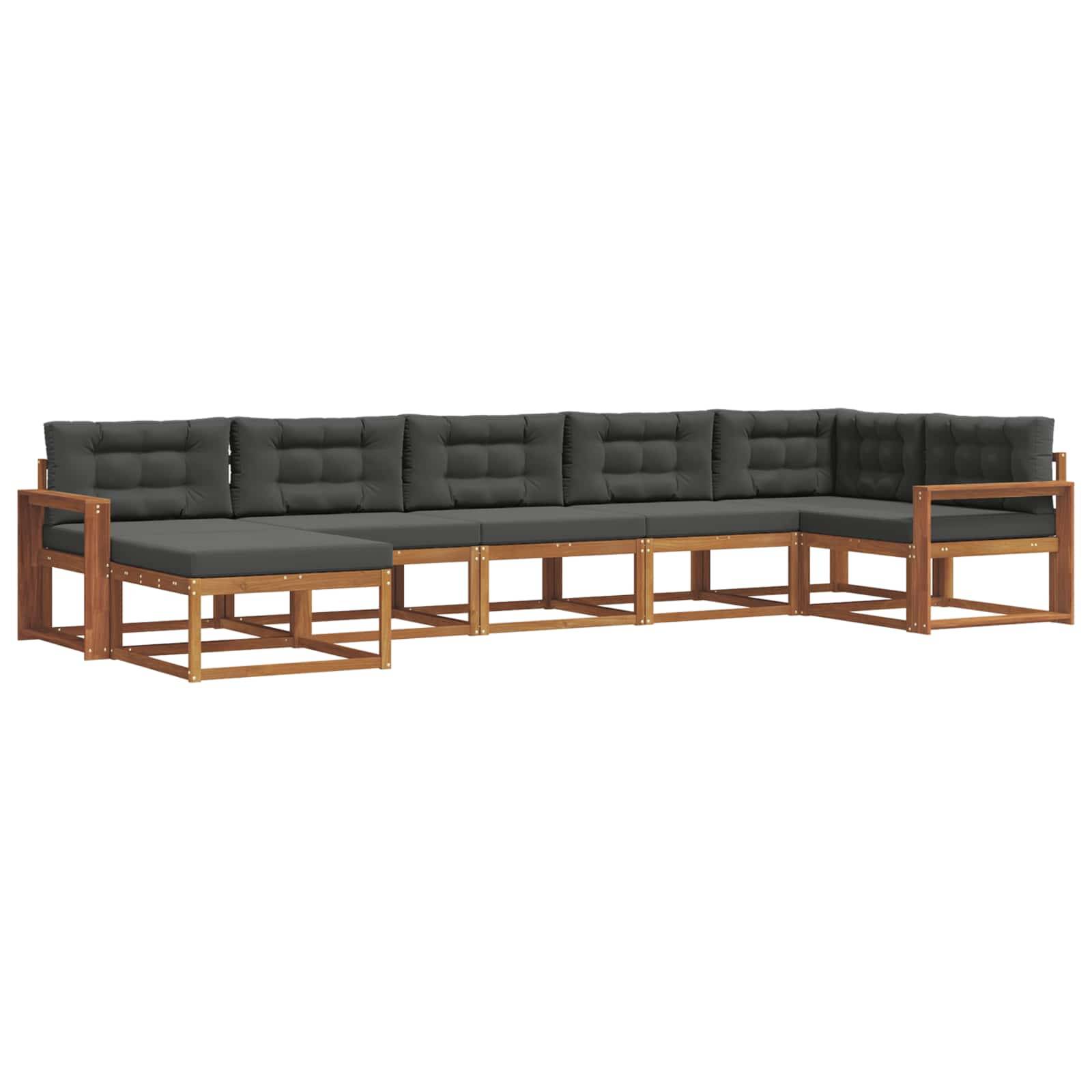 vidaXL Outdoor-Sofagarnitur mit Kissen 7 pcs Natur und Anthrazit