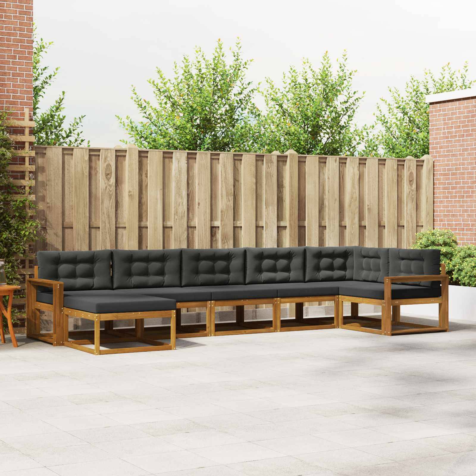 vidaXL Outdoor-Sofagarnitur mit Kissen 7 pcs Natur und Anthrazit