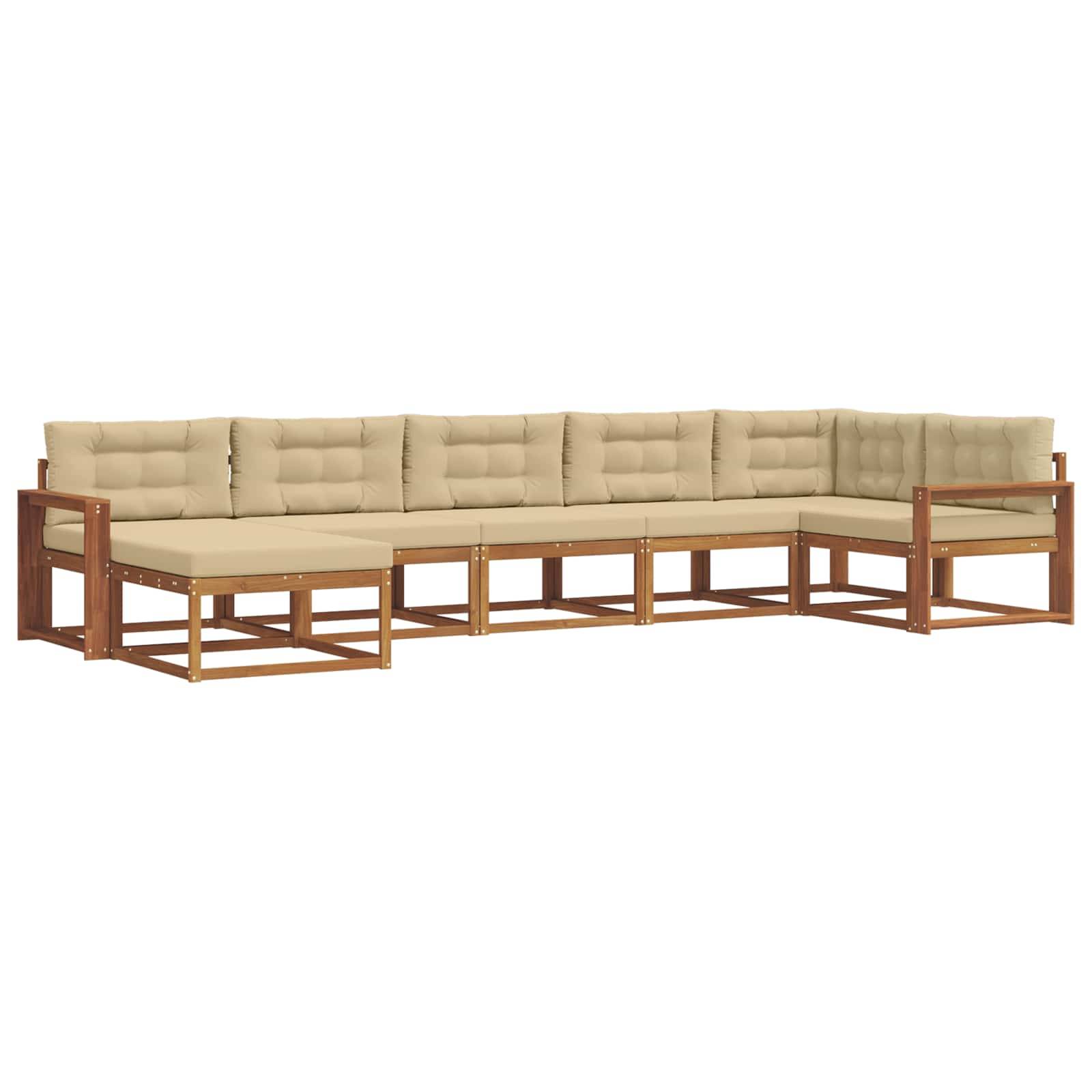 vidaXL Outdoor-Sofagarnitur mit Kissen 7 pcs Natur und Beige