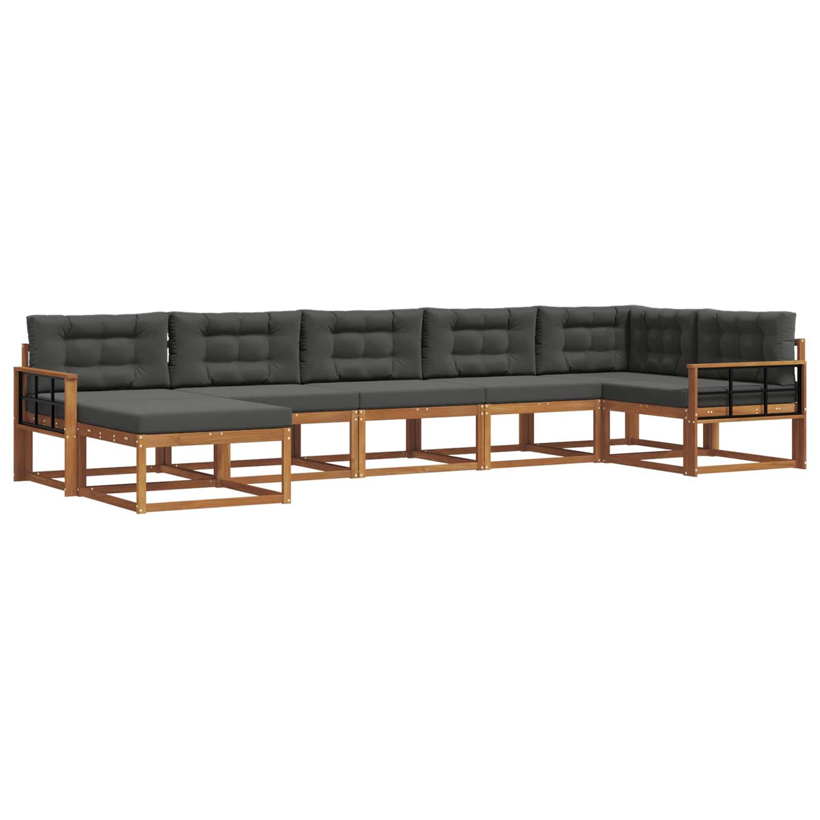 vidaXL Outdoor-Sofagarnitur mit Kissen 7 pcs Natur und Anthrazit