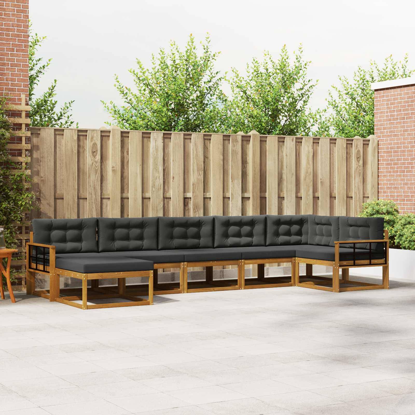 vidaXL Outdoor-Sofagarnitur mit Kissen 7 pcs Natur und Anthrazit
