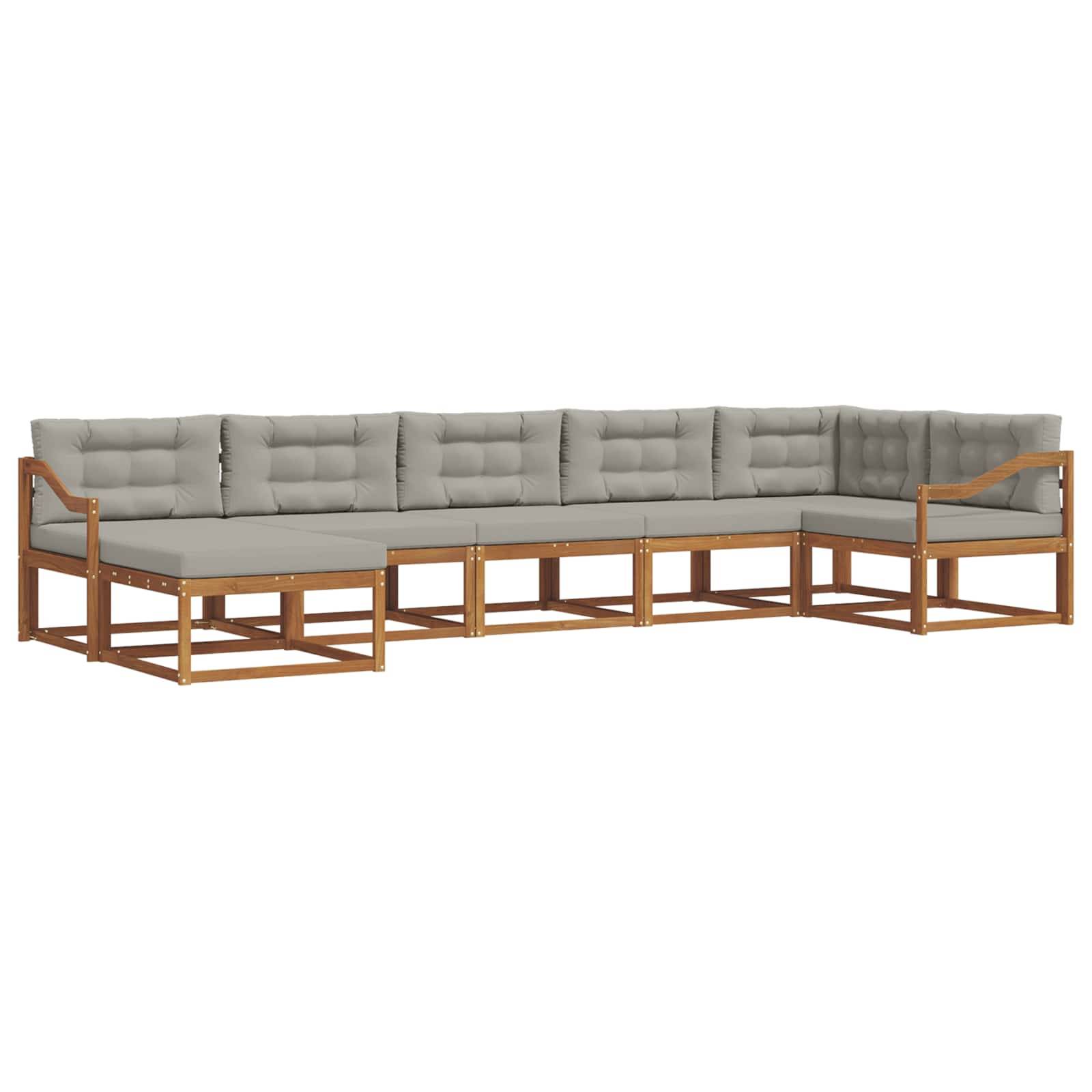 vidaXL Outdoor-Sofagarnitur mit Kissen 7 pcs Natürlich und Hellgrau