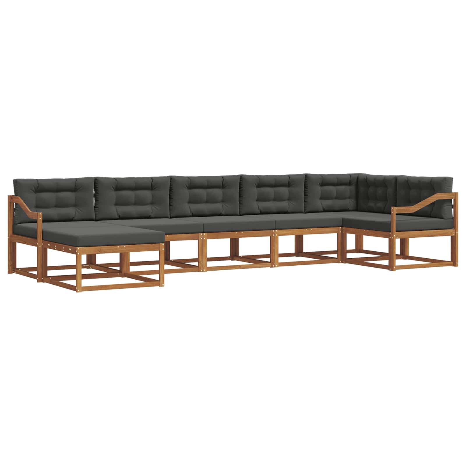 vidaXL Outdoor-Sofagarnitur mit Kissen 7 pcs Natur und Anthrazit