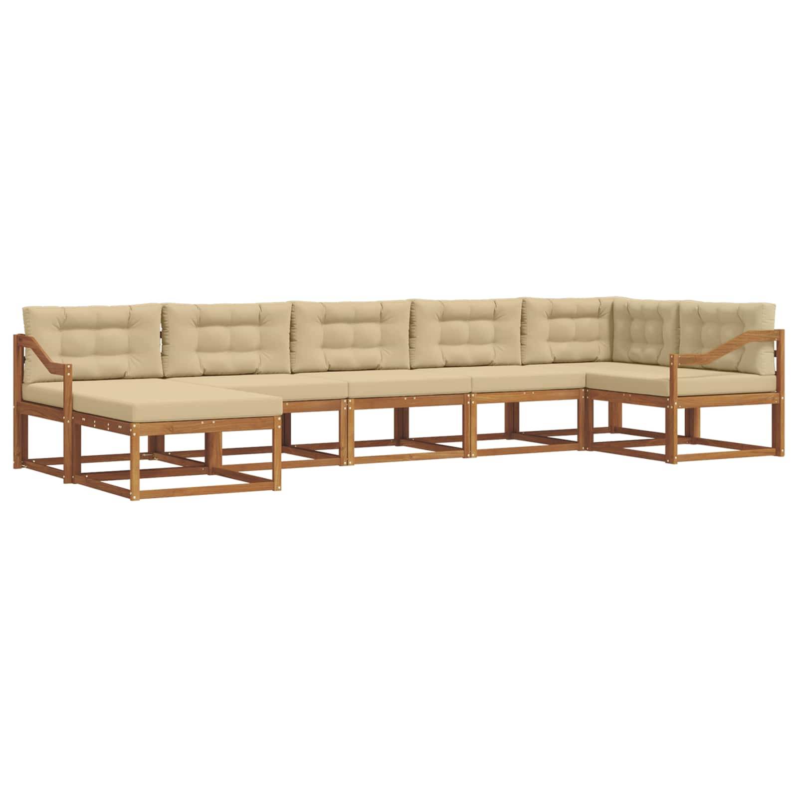 vidaXL Outdoor-Sofagarnitur mit Kissen 7 pcs Natur und Beige
