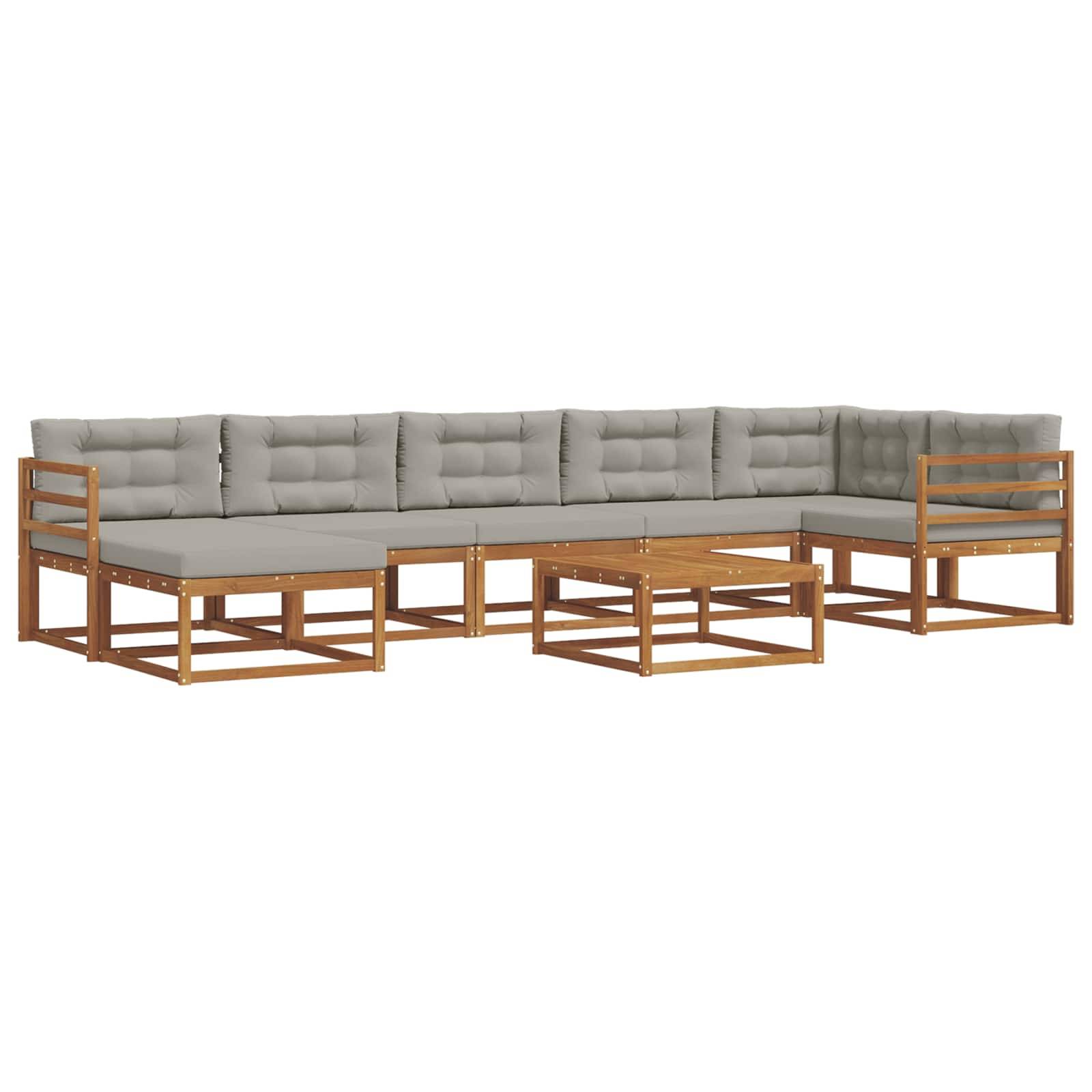 vidaXL Outdoor-Sofagarnitur mit Kissen 8 pcs Natürlich und Hellgrau
