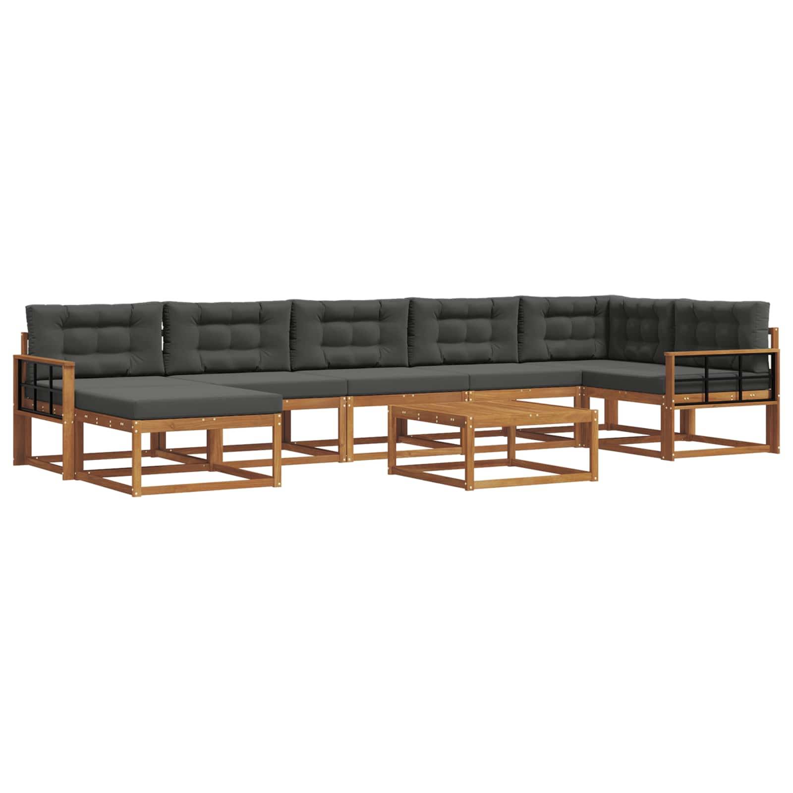 vidaXL Outdoor-Sofagarnitur mit Kissen 8 pcs Natur und Anthrazit