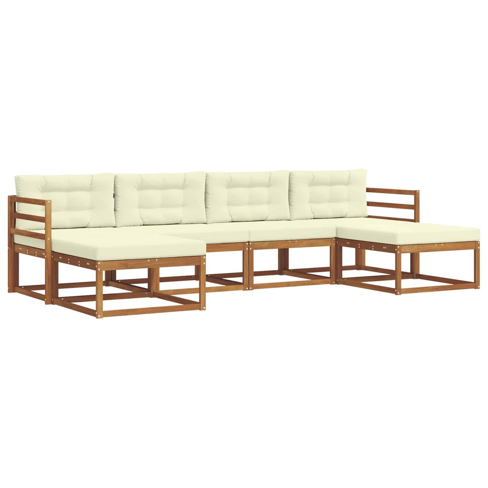 vidaXL Outdoor-Sofagarnitur mit Kissen 6 pcs Natur und Creme