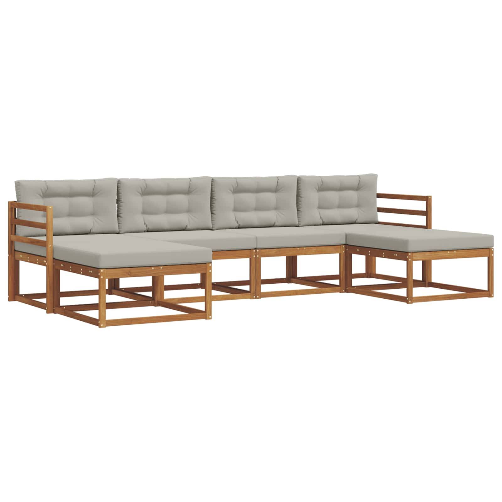 vidaXL Outdoor-Sofagarnitur mit Kissen 6 pcs Natürlich und Hellgrau