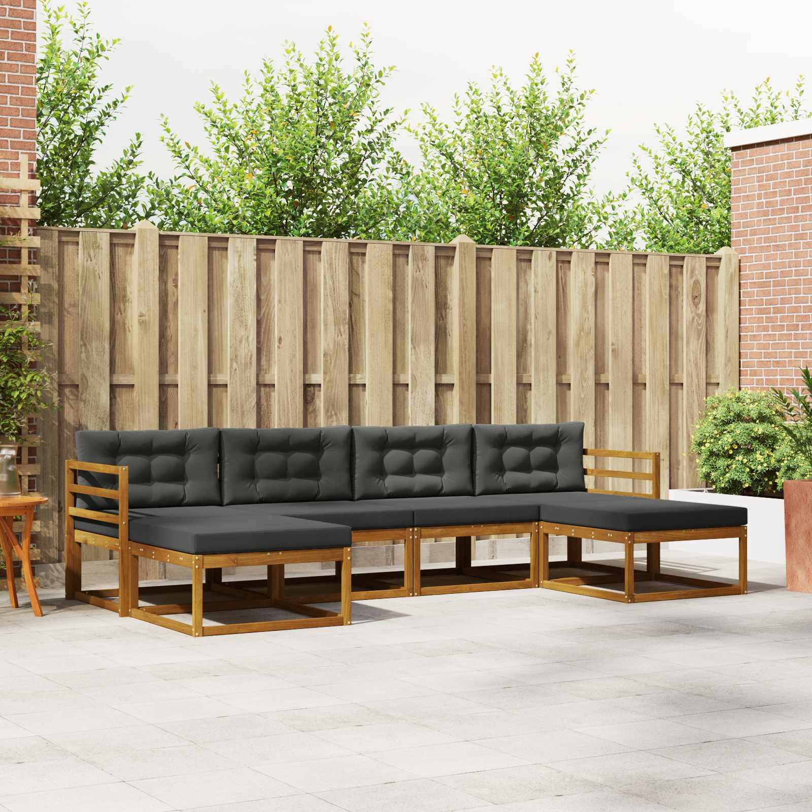vidaXL Outdoor-Sofagarnitur mit Kissen 6 pcs Natur und Anthrazit