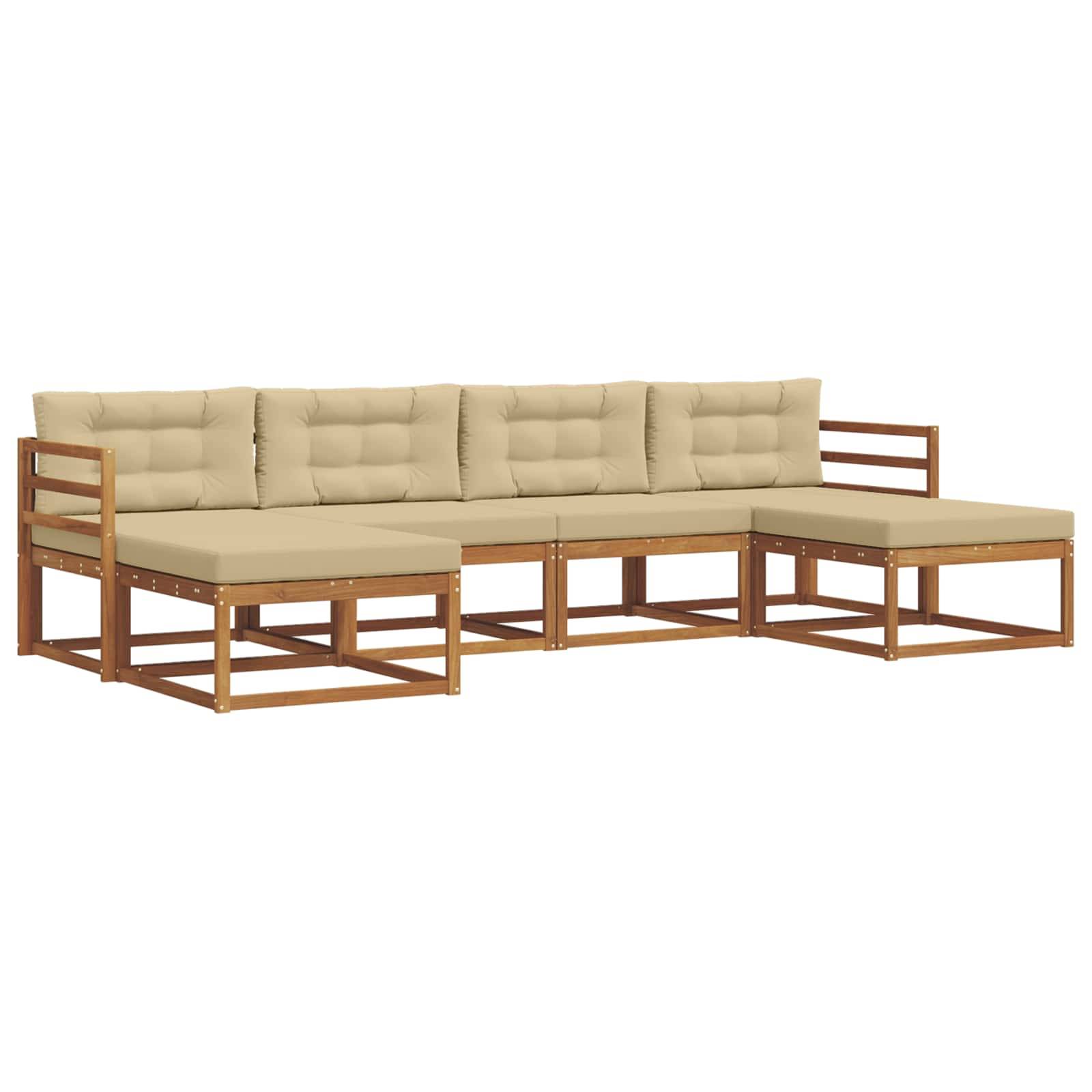 vidaXL Outdoor-Sofagarnitur mit Kissen 6 pcs Natur und Beige