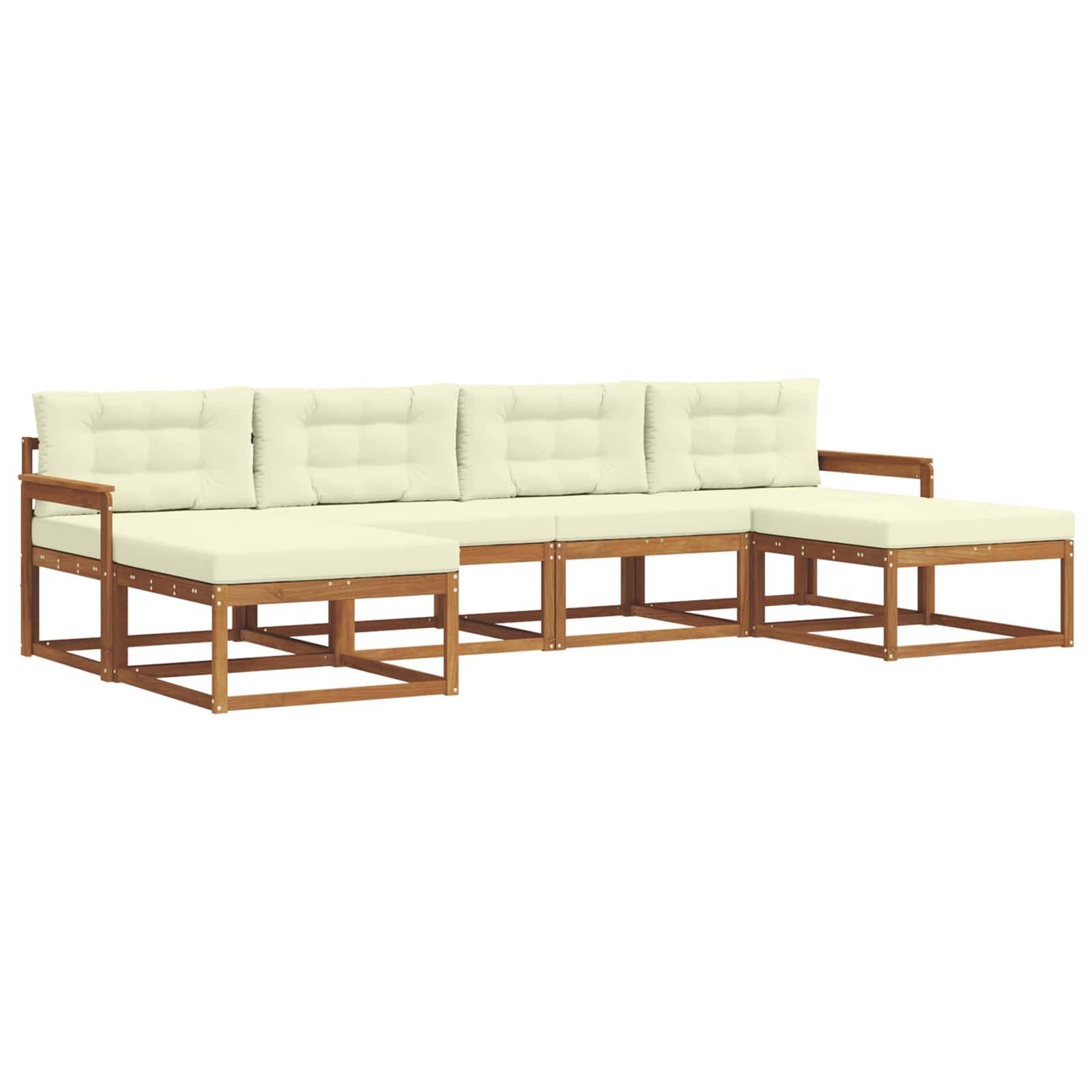 vidaXL Outdoor-Sofagarnitur mit Kissen 6 pcs Natur und Creme