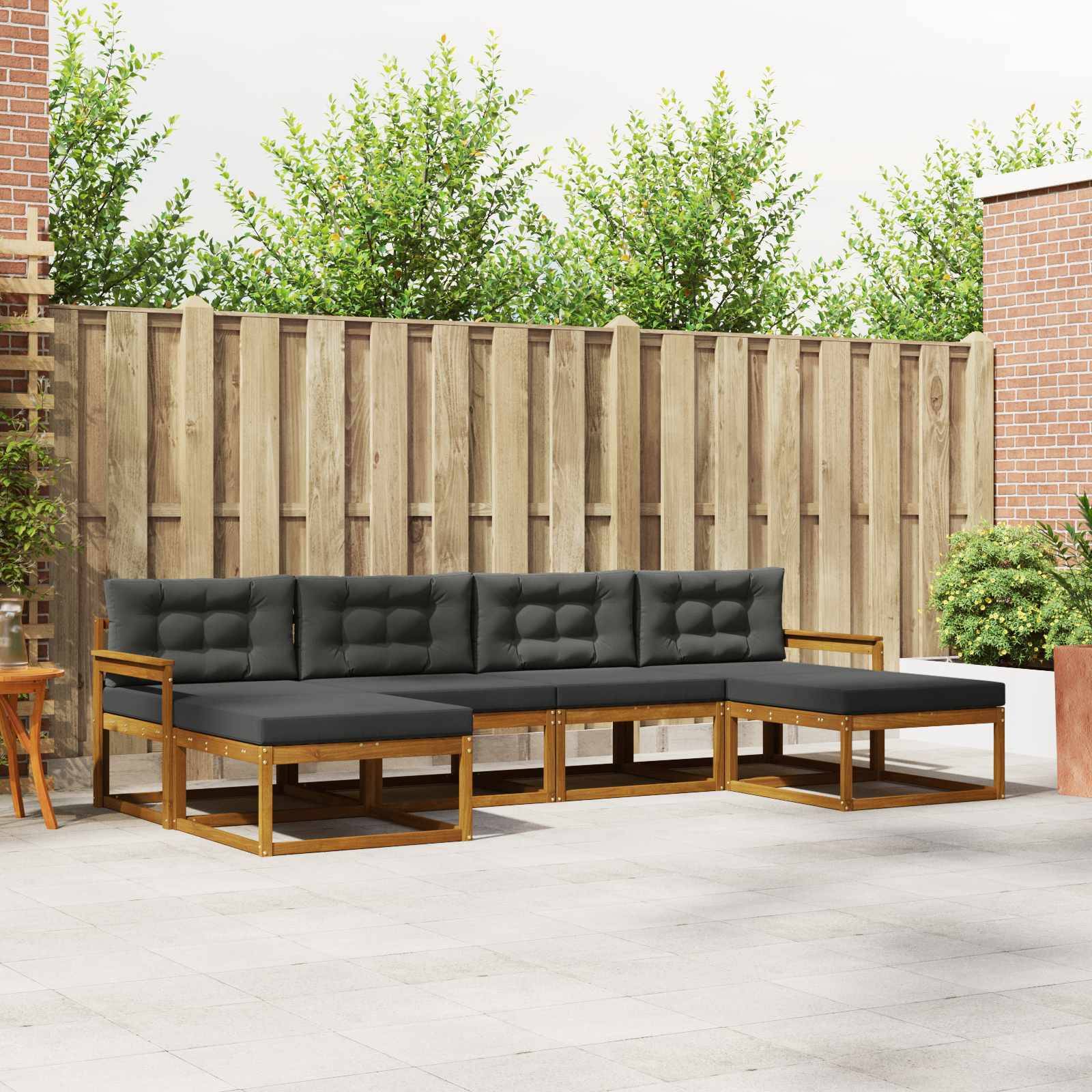 vidaXL Outdoor-Sofagarnitur mit Kissen 6 pcs Natur und Anthrazit