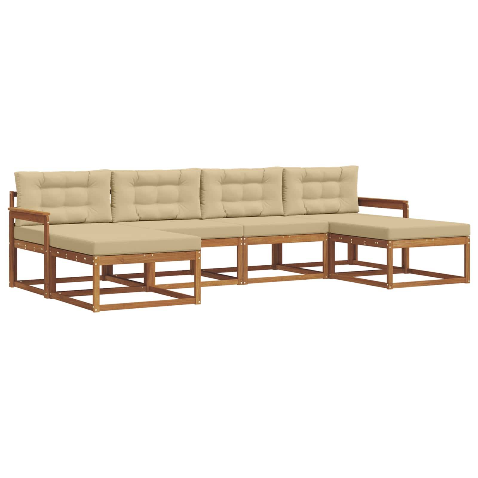 vidaXL Outdoor-Sofagarnitur mit Kissen 6 pcs Natur und Beige