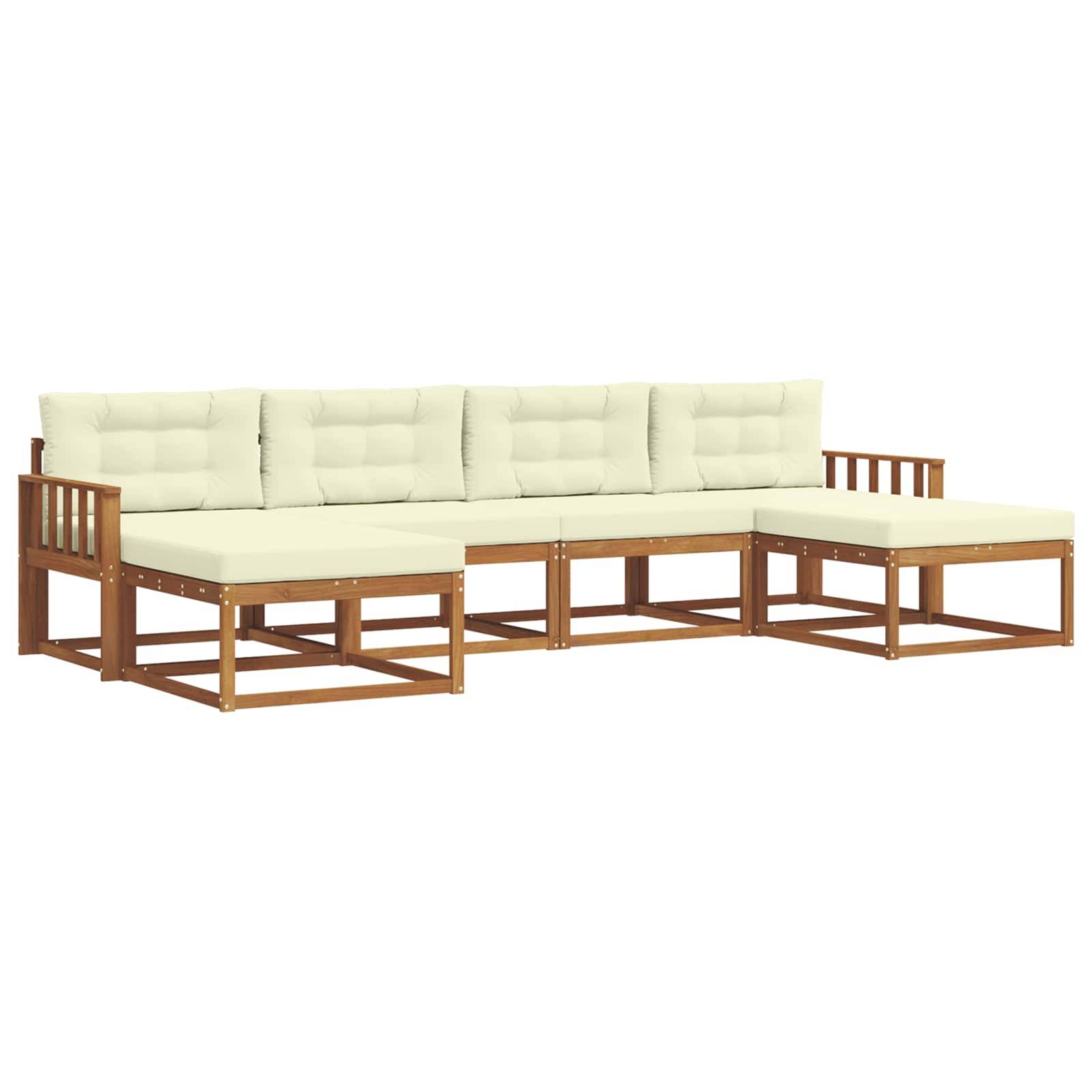 vidaXL Outdoor-Sofagarnitur mit Kissen 6 pcs Natur und Creme