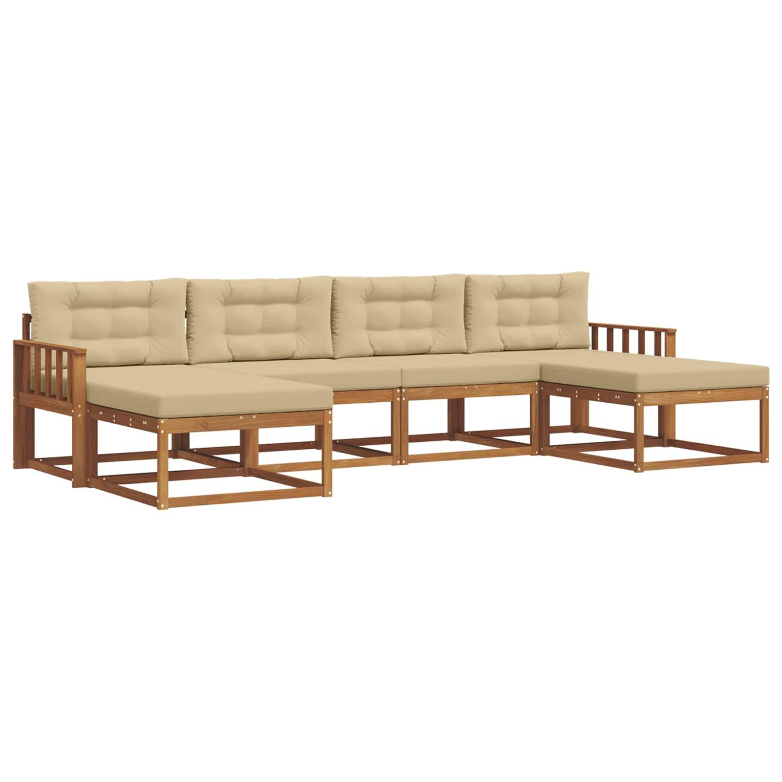 vidaXL Outdoor-Sofagarnitur mit Kissen 6 pcs Natur und Beige